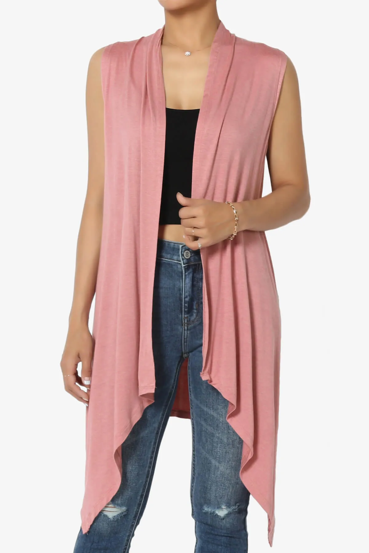 Taysom Draped Open Front Sleeveless Cardigan Vest PLUS