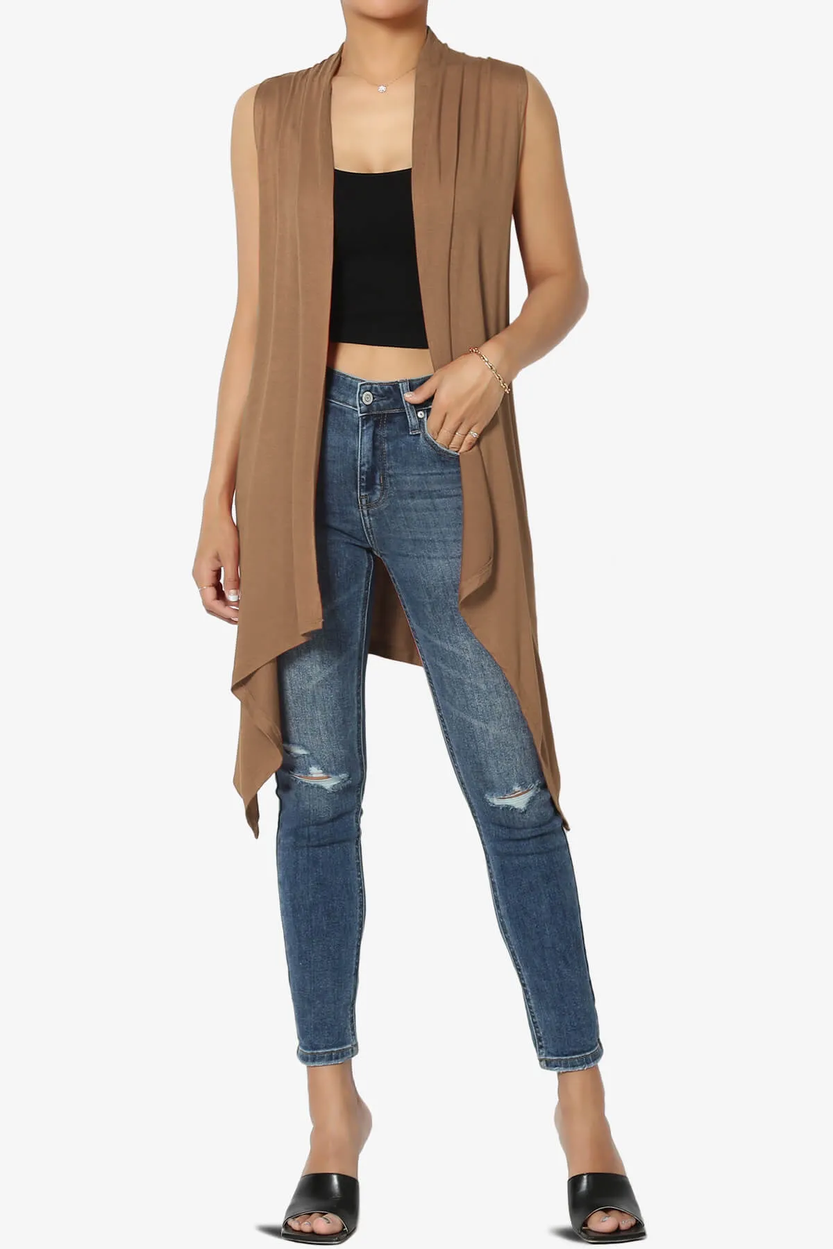 Taysom Draped Open Front Sleeveless Cardigan Vest PLUS