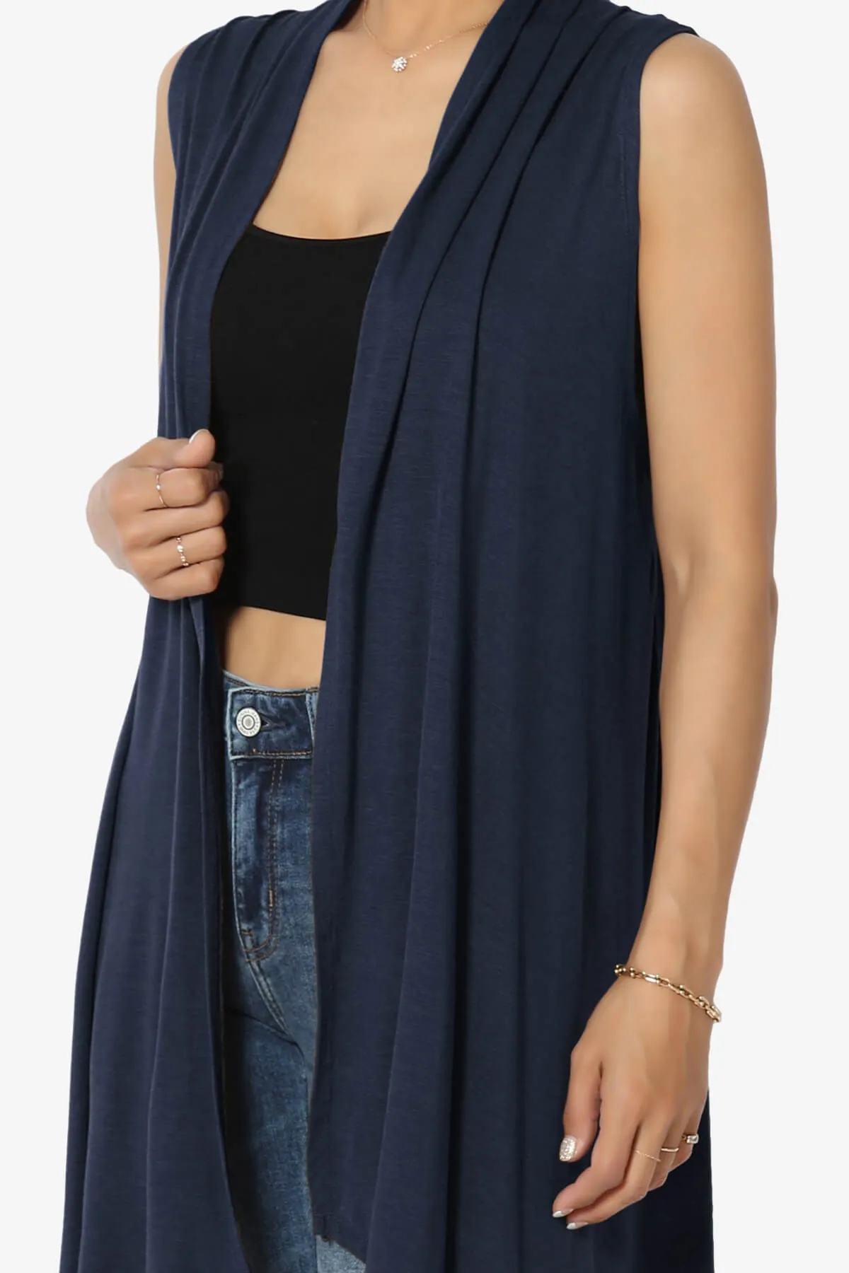 Taysom Draped Open Front Sleeveless Cardigan Vest PLUS