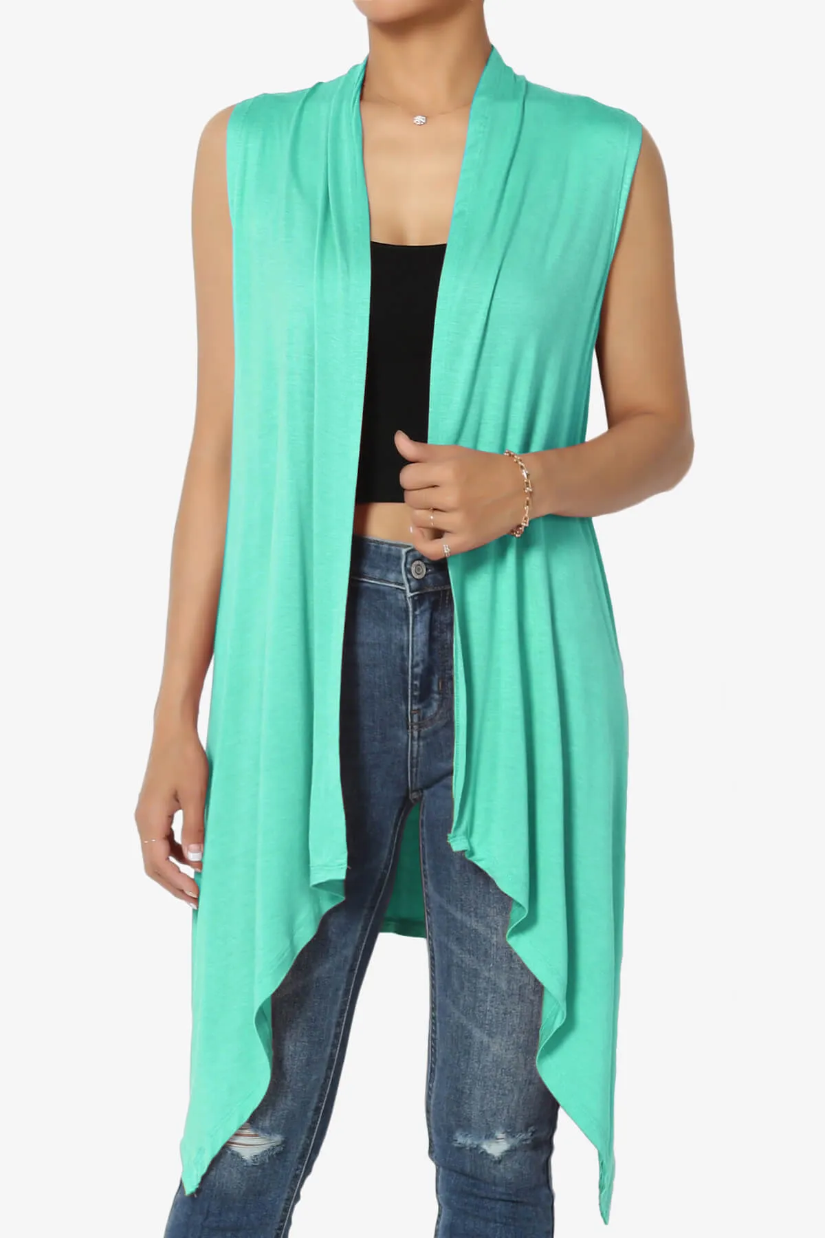 Taysom Draped Open Front Sleeveless Cardigan Vest PLUS