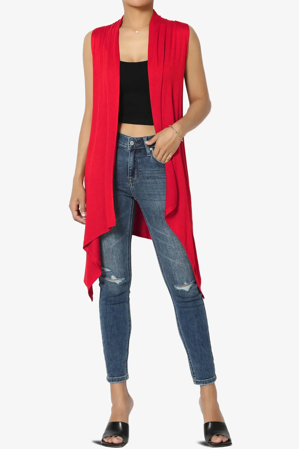 Taysom Draped Open Front Sleeveless Cardigan Vest PLUS