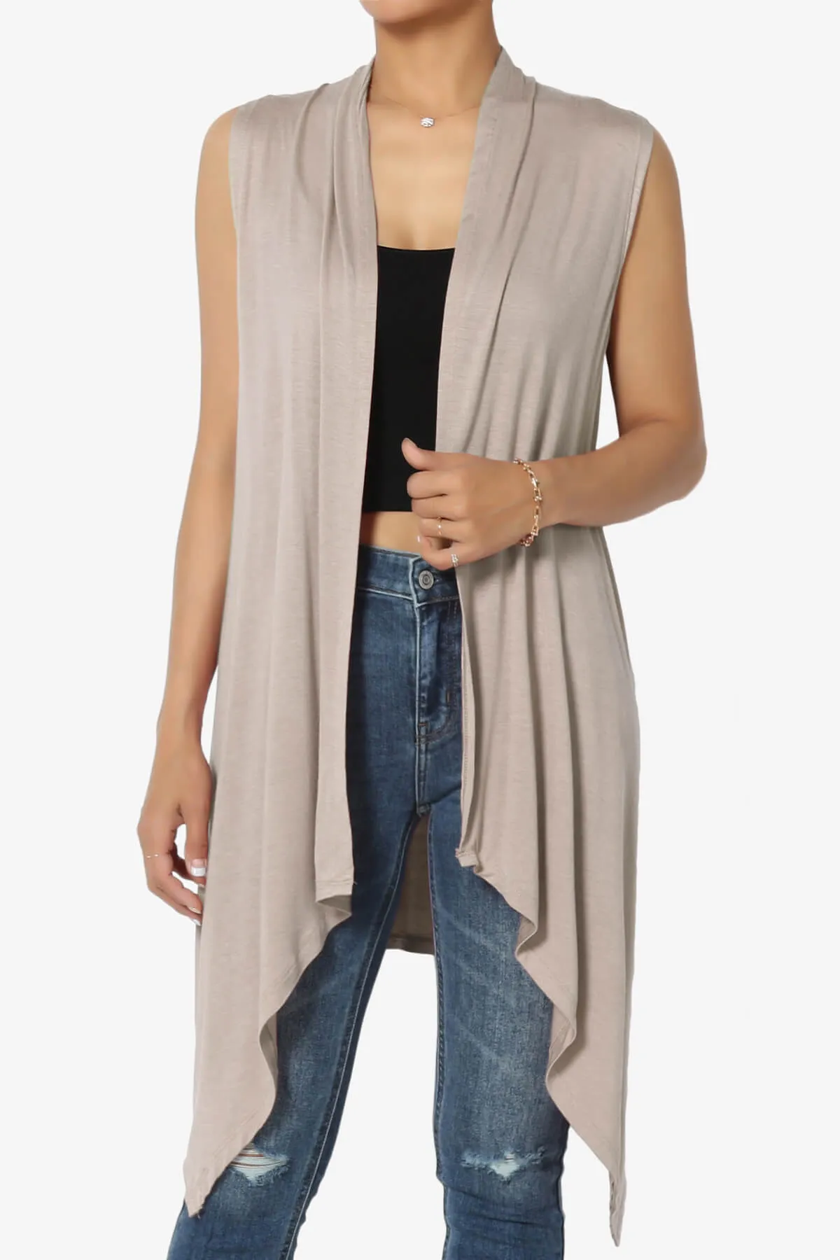 Taysom Draped Open Front Sleeveless Cardigan Vest PLUS