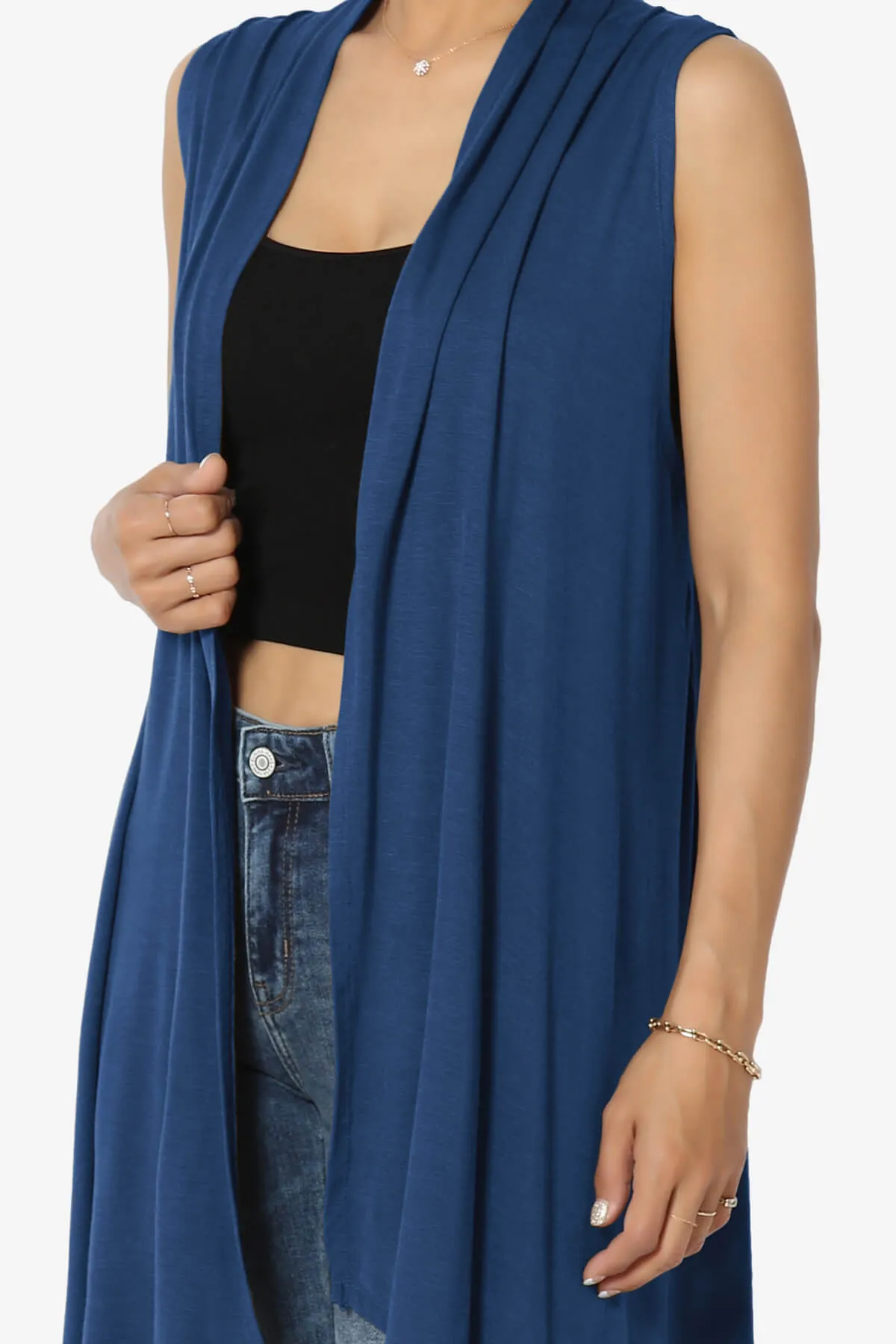 Taysom Draped Open Front Sleeveless Cardigan Vest PLUS