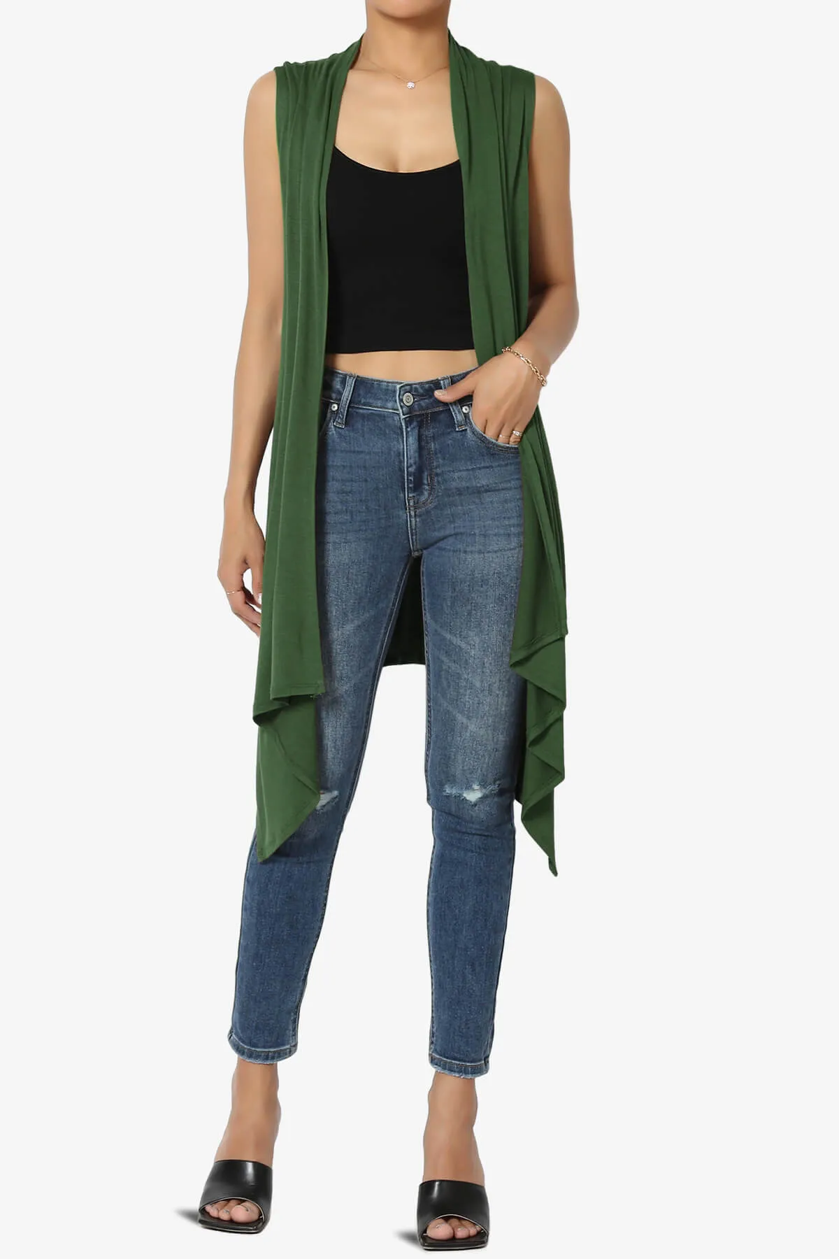 Taysom Draped Open Front Sleeveless Cardigan Vest PLUS