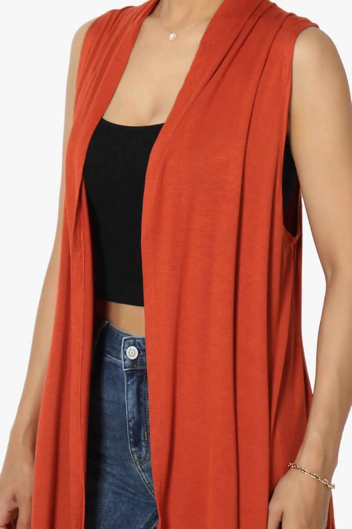 Taysom Draped Open Front Sleeveless Cardigan Vest PLUS