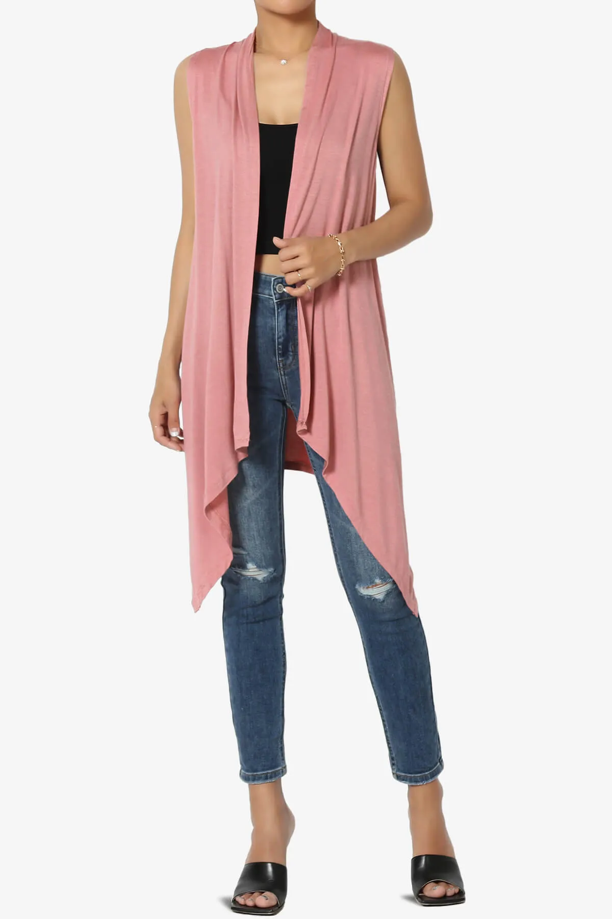 Taysom Draped Open Front Sleeveless Cardigan Vest PLUS