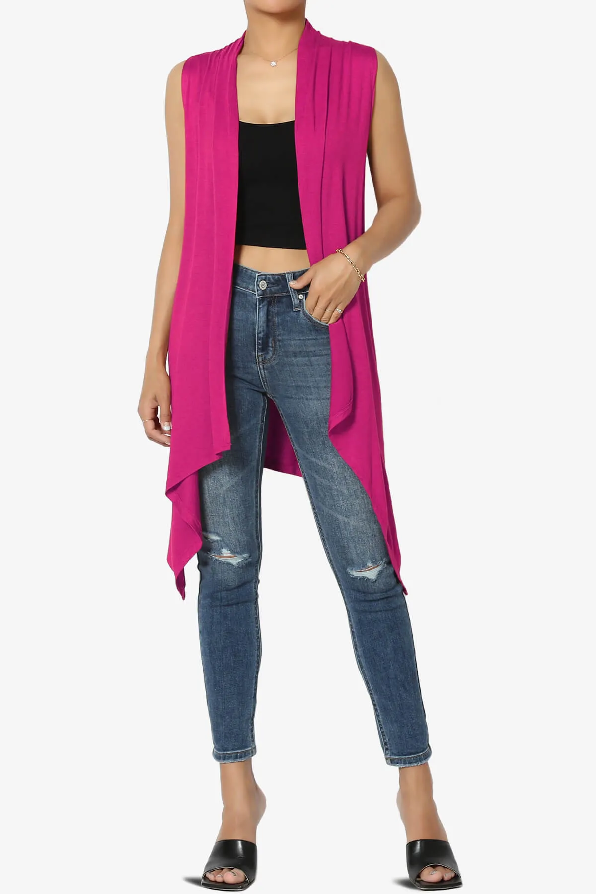 Taysom Draped Open Front Sleeveless Cardigan Vest PLUS