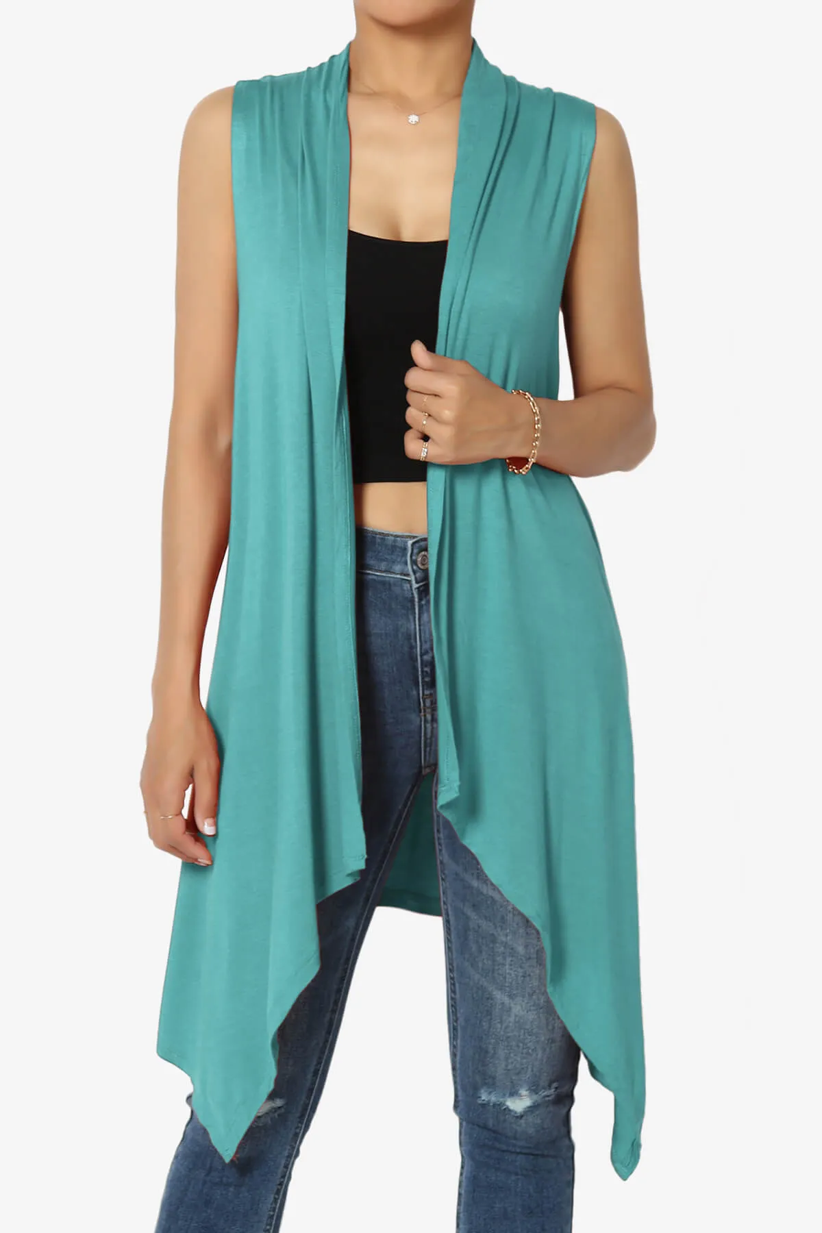 Taysom Draped Open Front Sleeveless Cardigan Vest PLUS