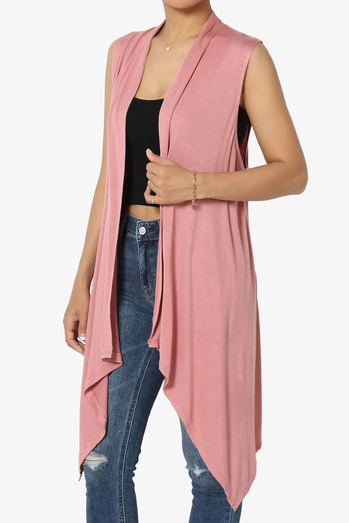 Taysom Draped Open Front Sleeveless Cardigan Vest PLUS