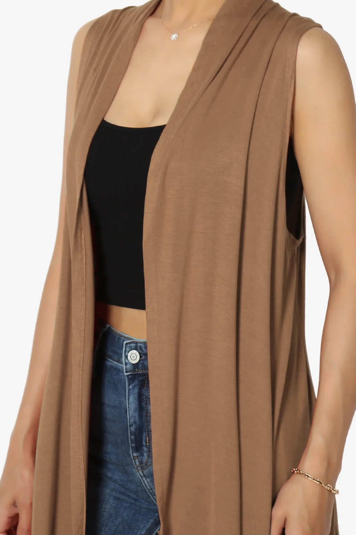 Taysom Draped Open Front Sleeveless Cardigan Vest PLUS