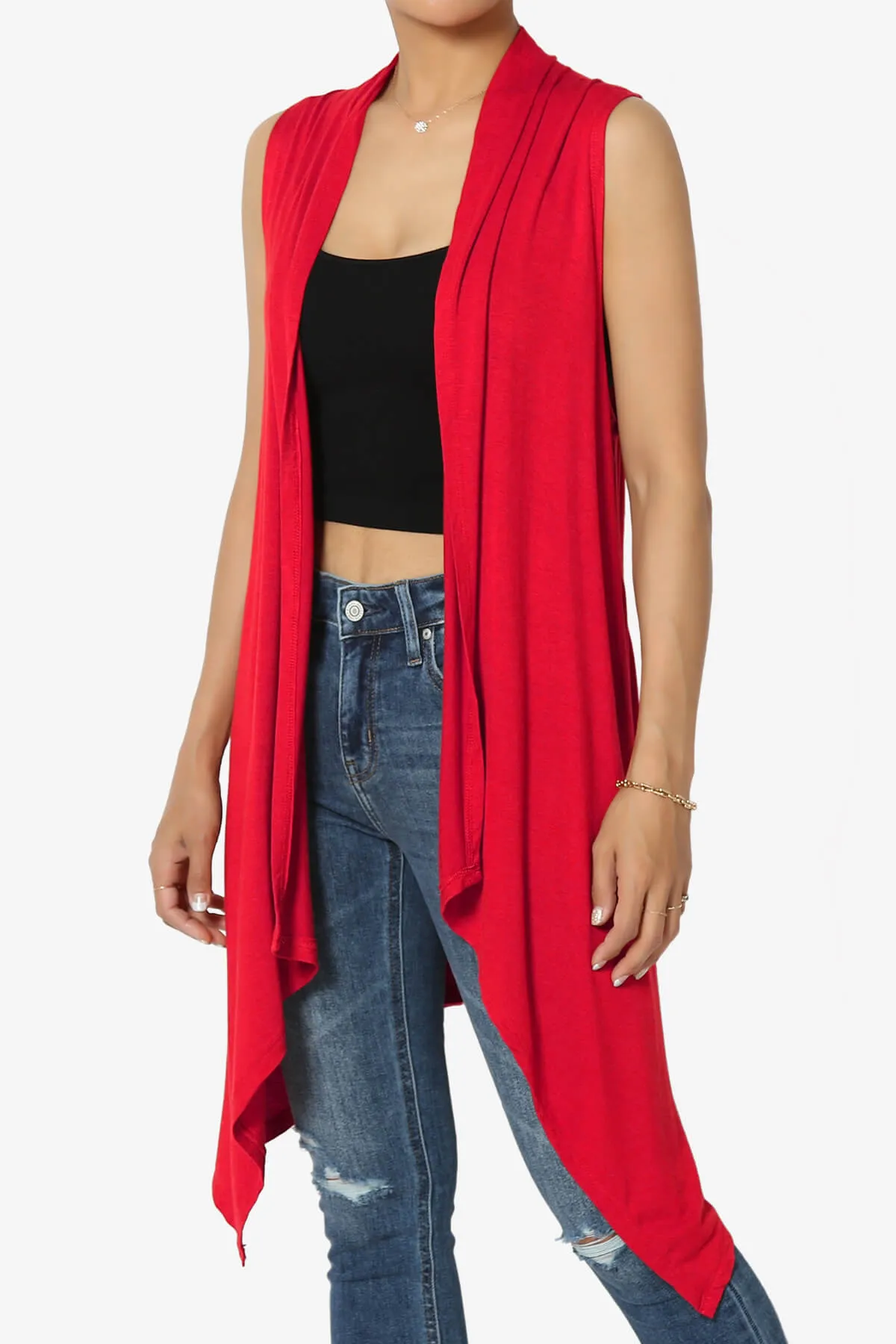 Taysom Draped Open Front Sleeveless Cardigan Vest PLUS
