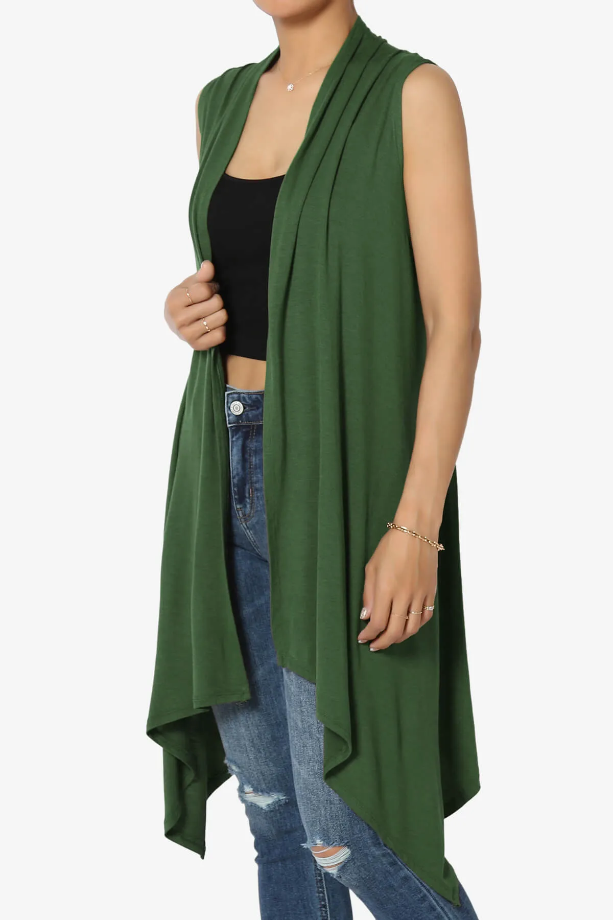 Taysom Draped Open Front Sleeveless Cardigan Vest PLUS
