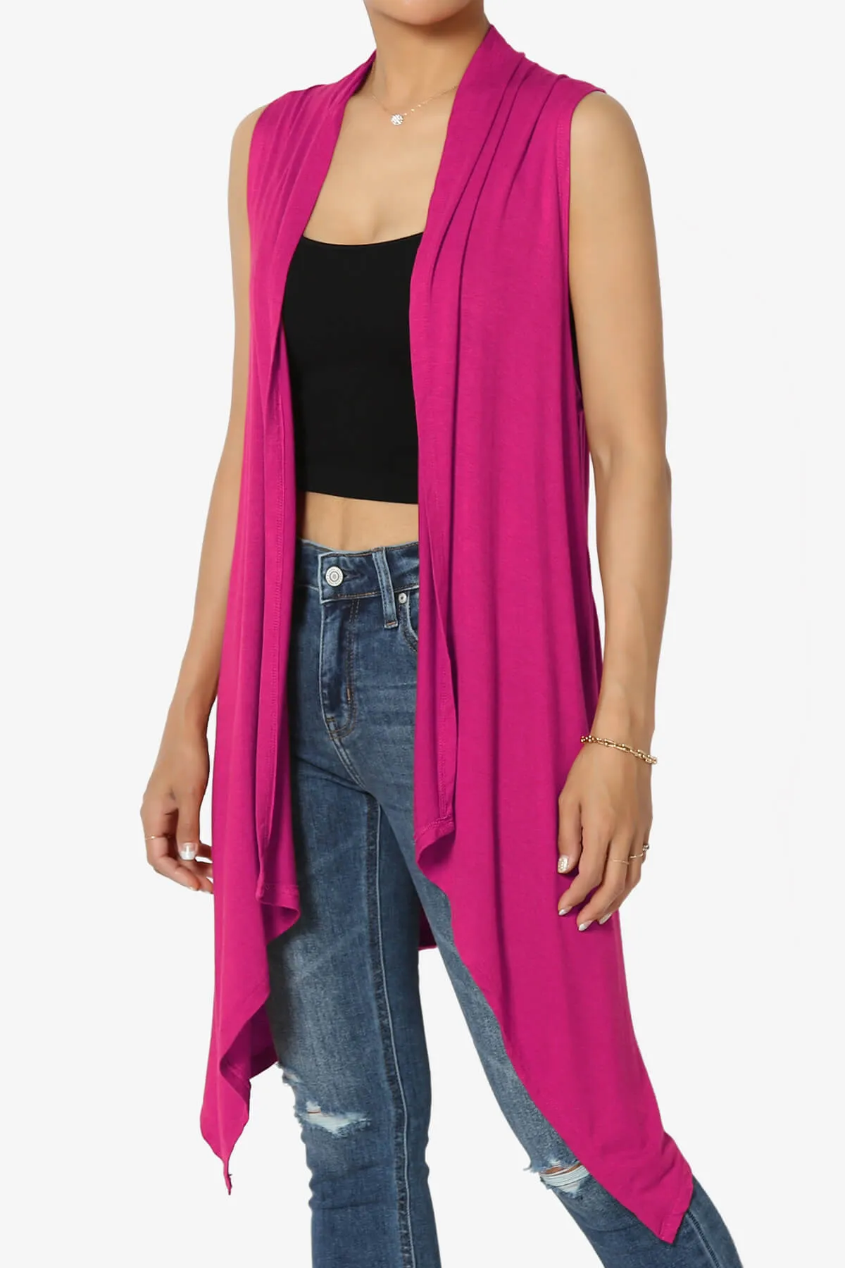 Taysom Draped Open Front Sleeveless Cardigan Vest PLUS