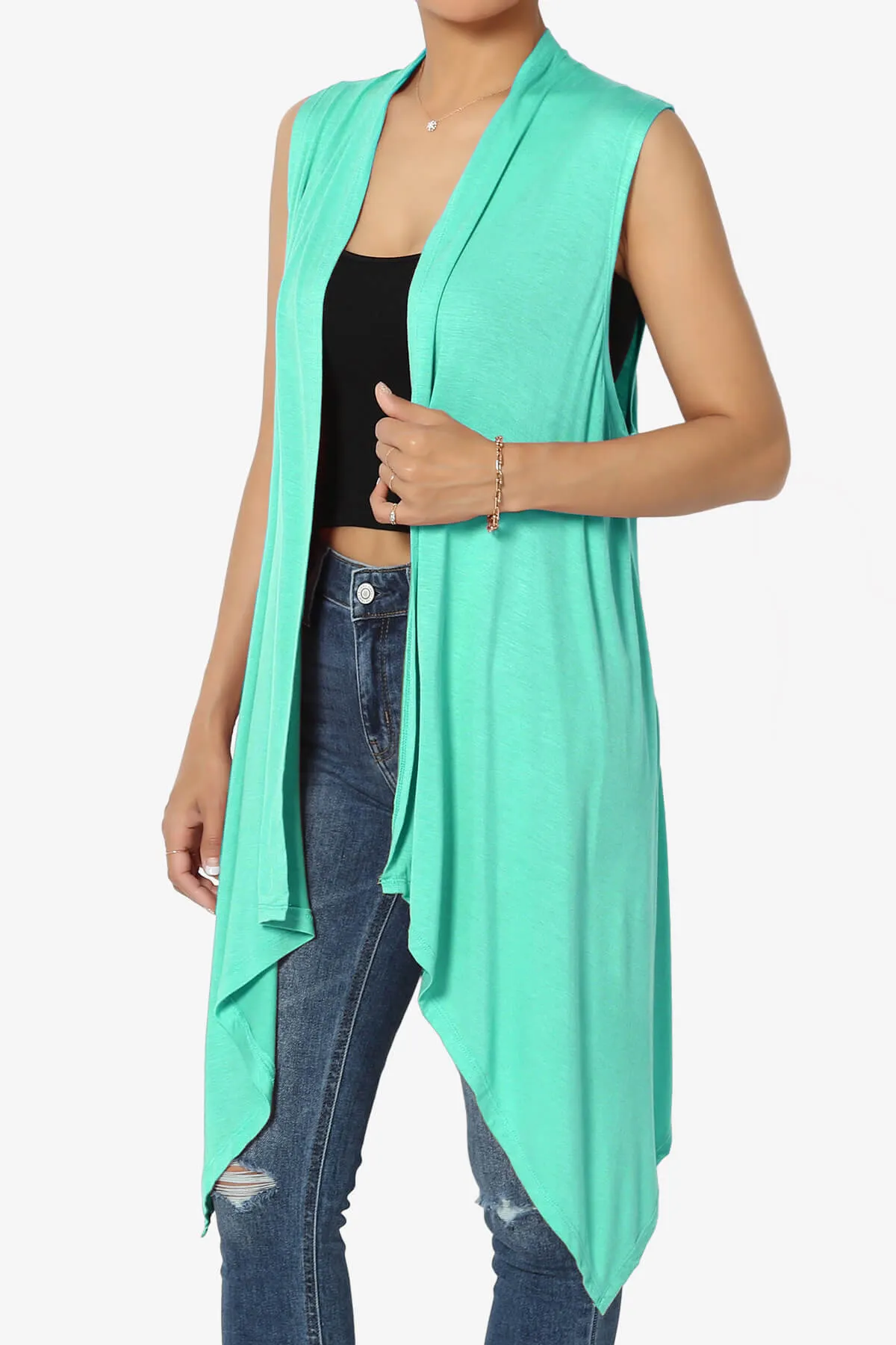 Taysom Draped Open Front Sleeveless Cardigan Vest PLUS