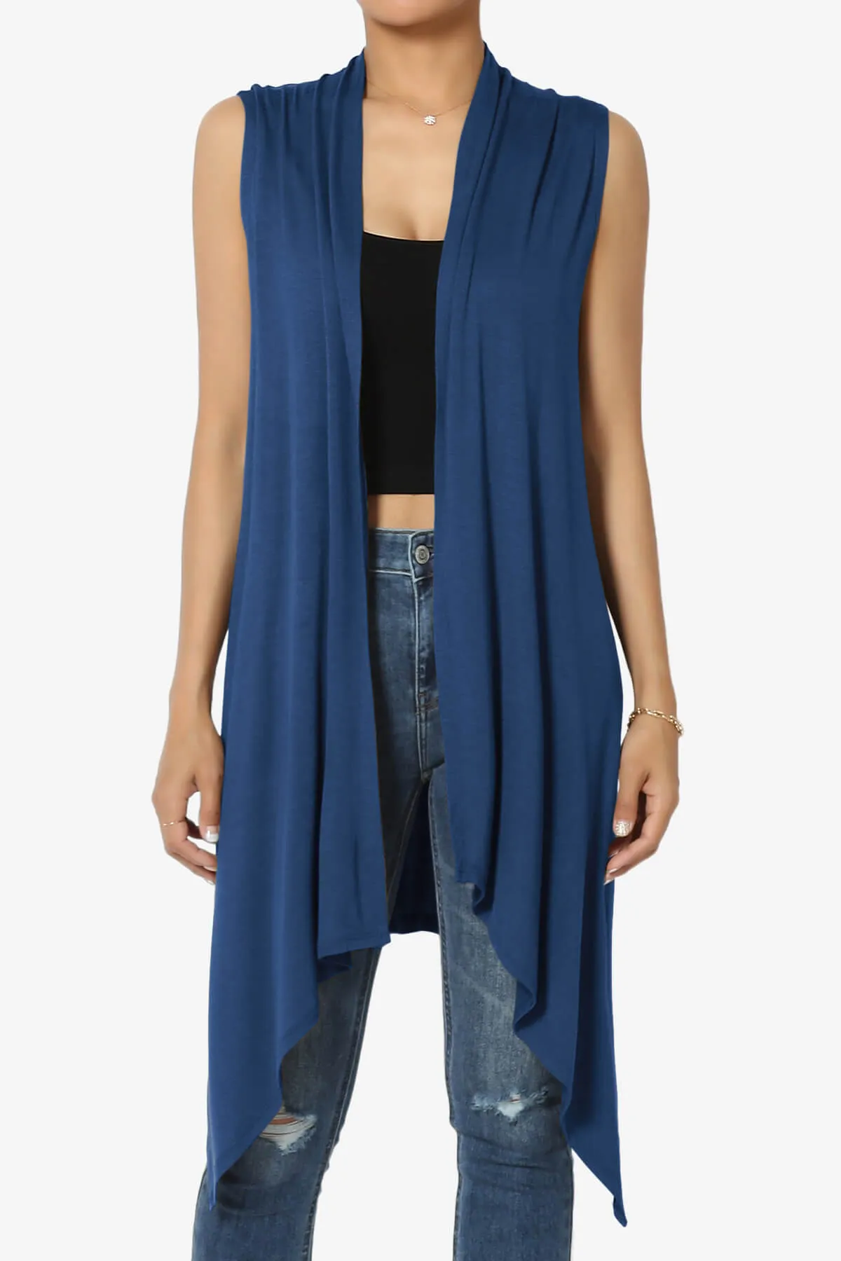 Taysom Draped Open Front Sleeveless Cardigan Vest PLUS