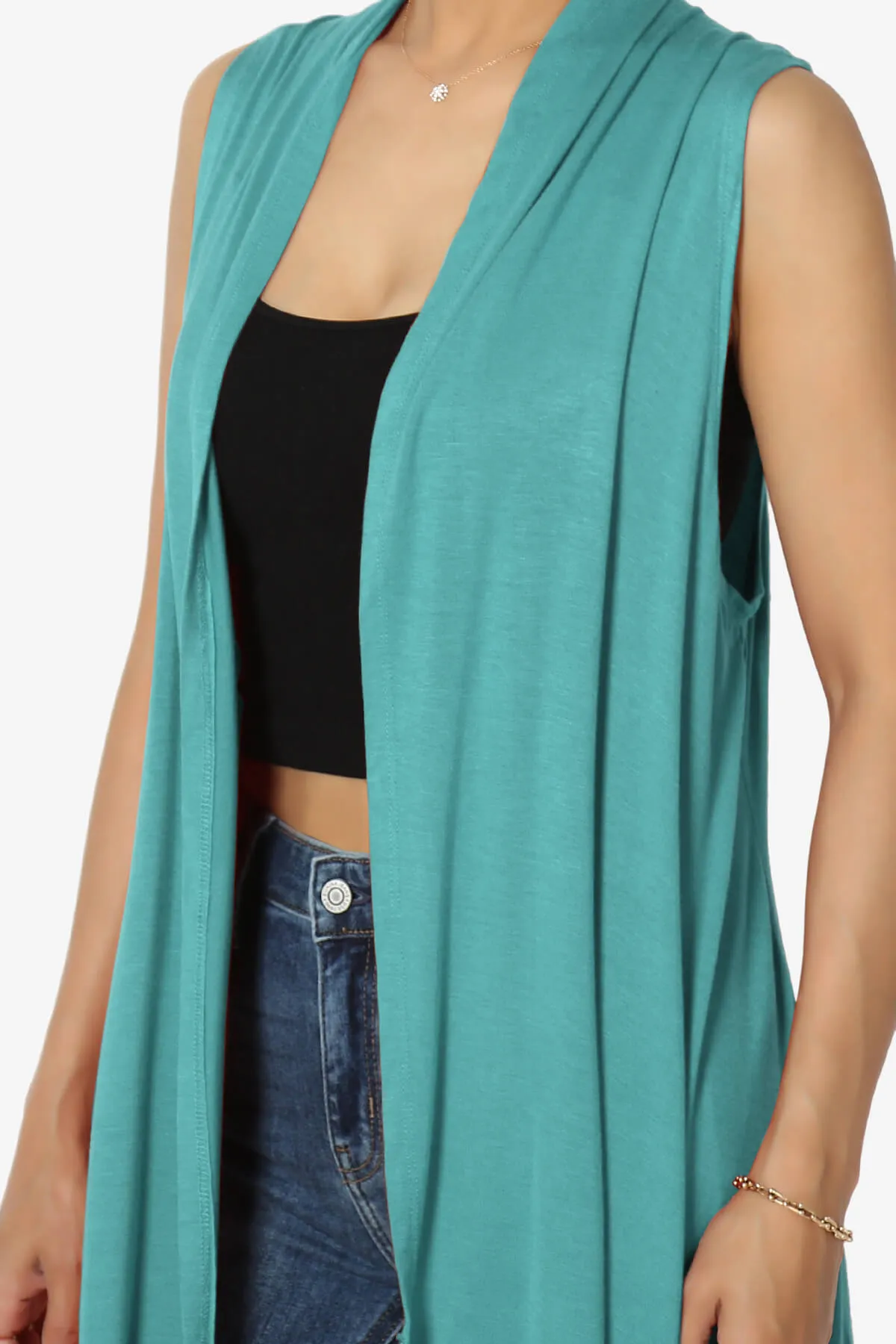 Taysom Draped Open Front Sleeveless Cardigan Vest PLUS