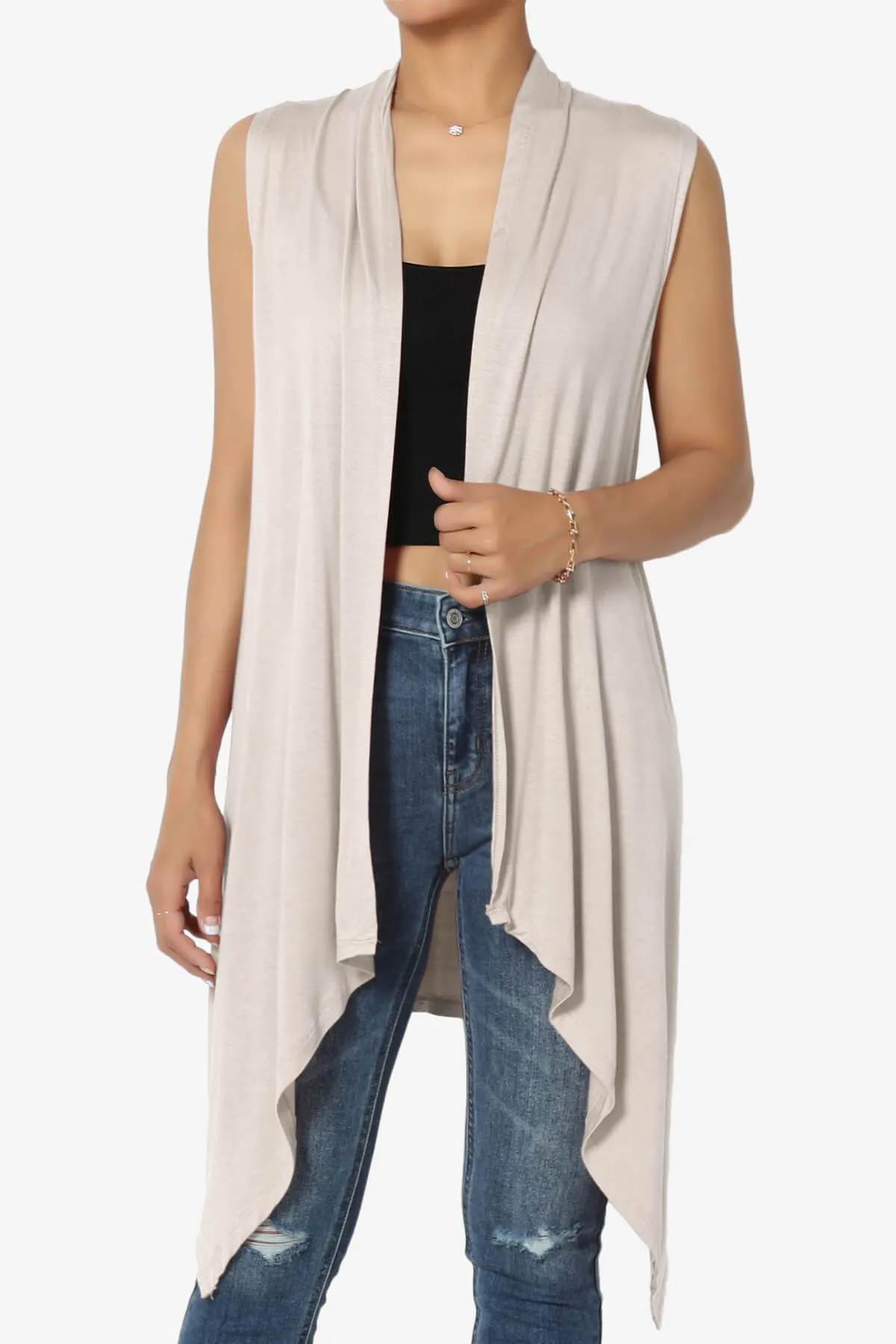 Taysom Draped Open Front Sleeveless Cardigan Vest PLUS