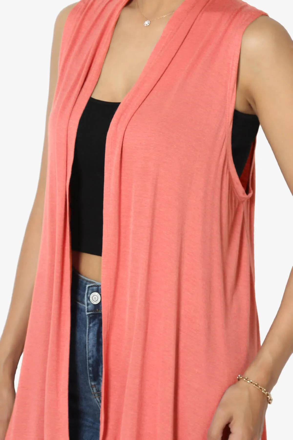 Taysom Draped Open Front Sleeveless Cardigan Vest PLUS