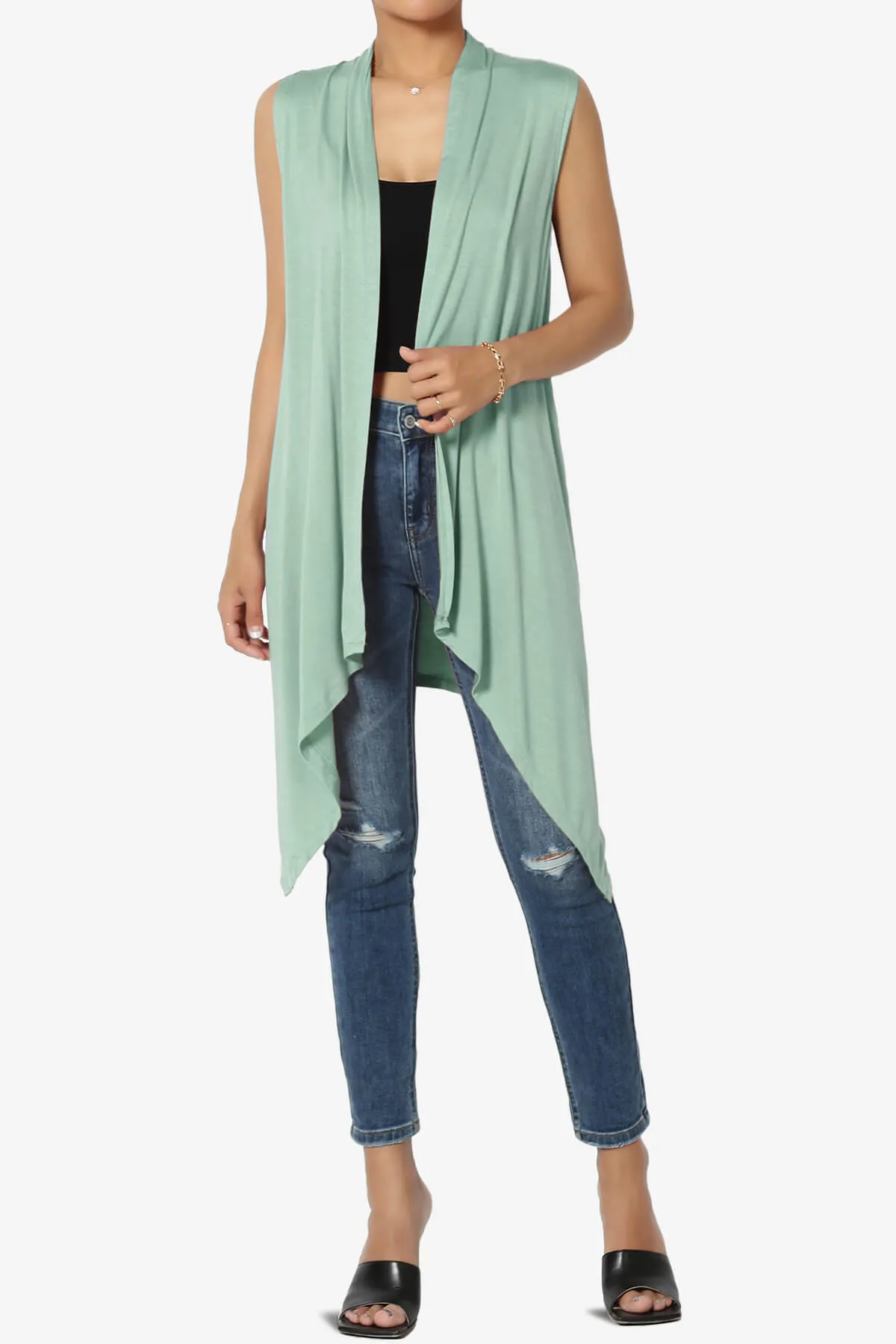 Taysom Draped Open Front Sleeveless Cardigan Vest PLUS