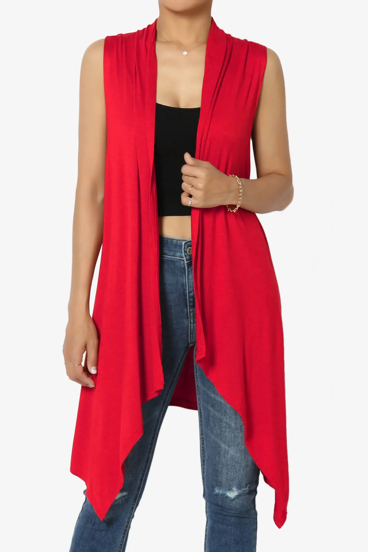 Taysom Draped Open Front Sleeveless Cardigan Vest PLUS