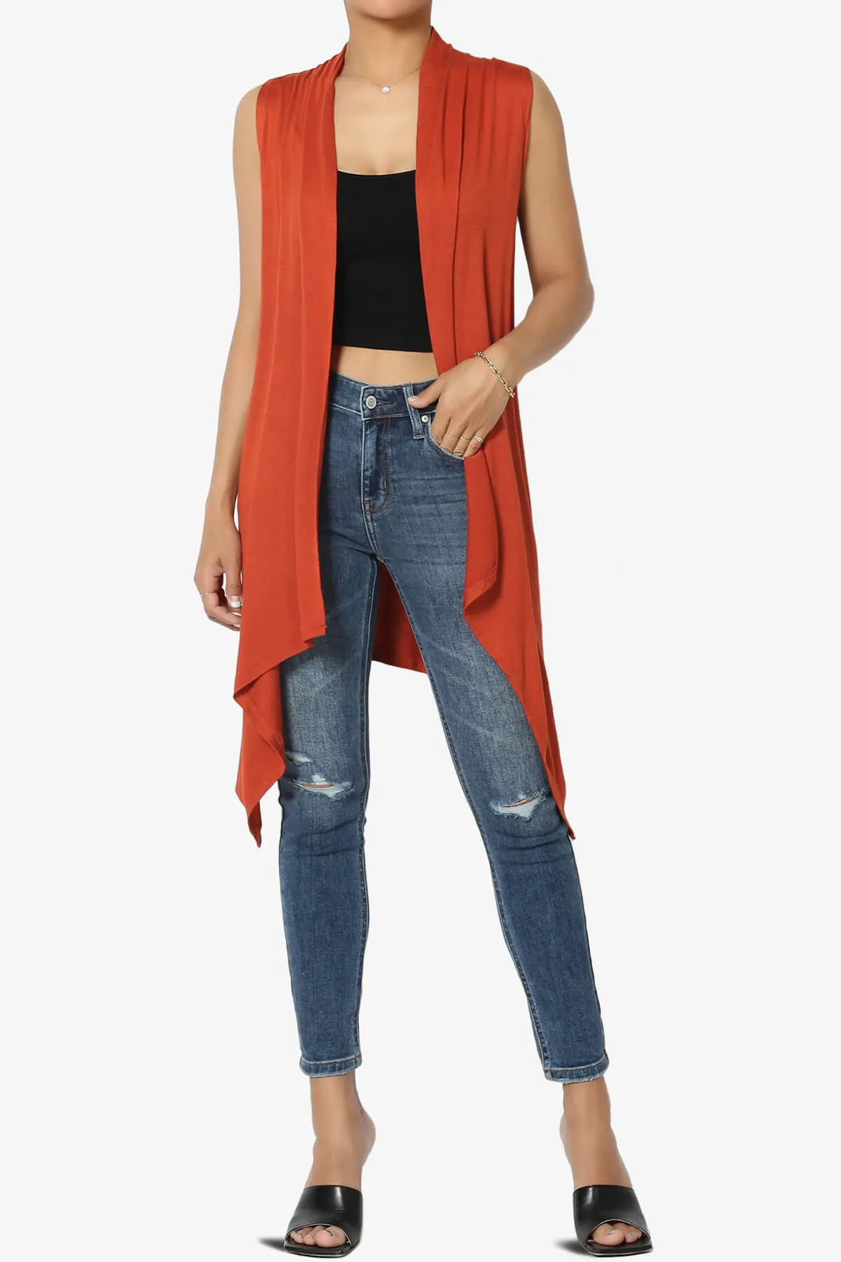 Taysom Draped Open Front Sleeveless Cardigan Vest PLUS