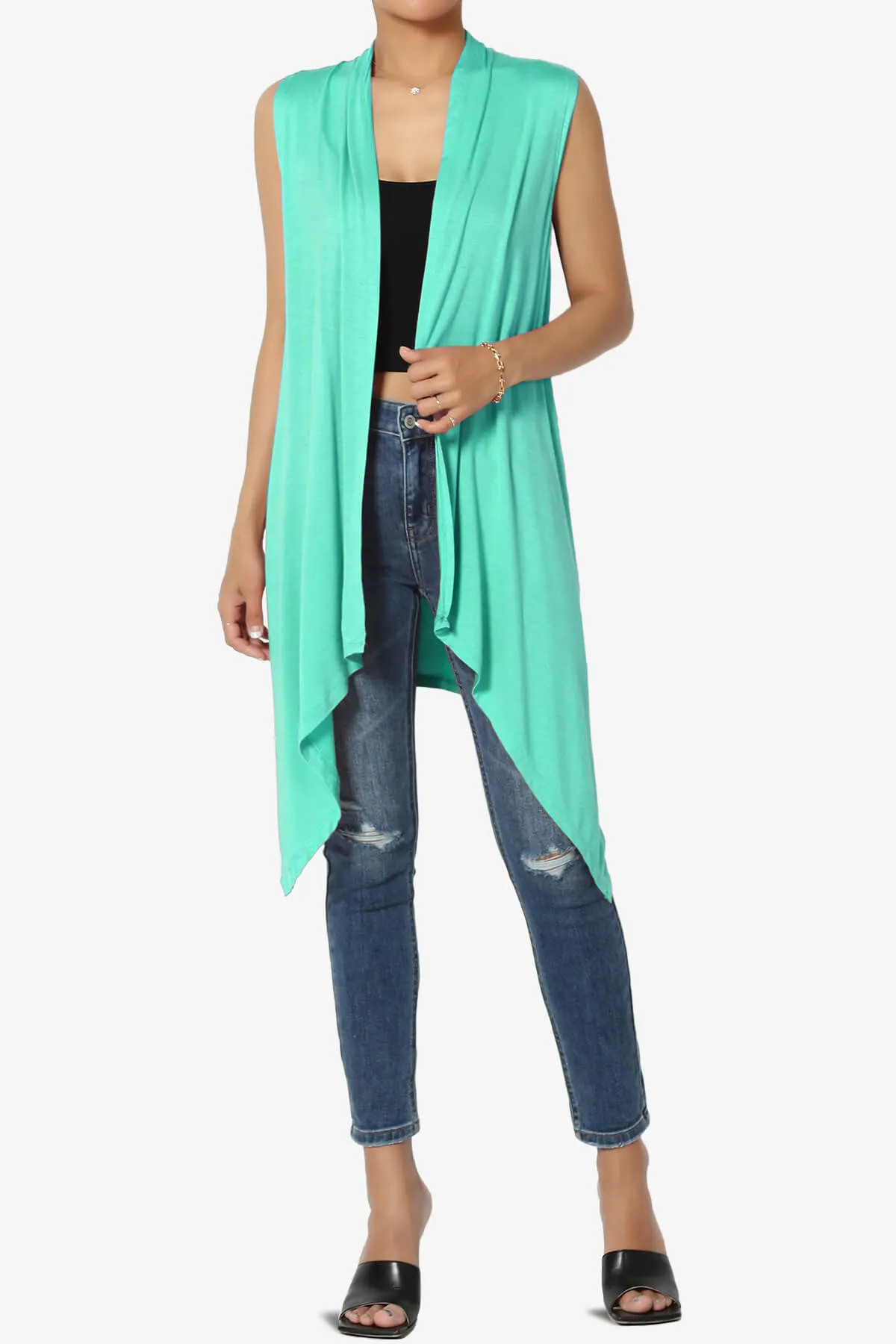 Taysom Draped Open Front Sleeveless Cardigan Vest PLUS