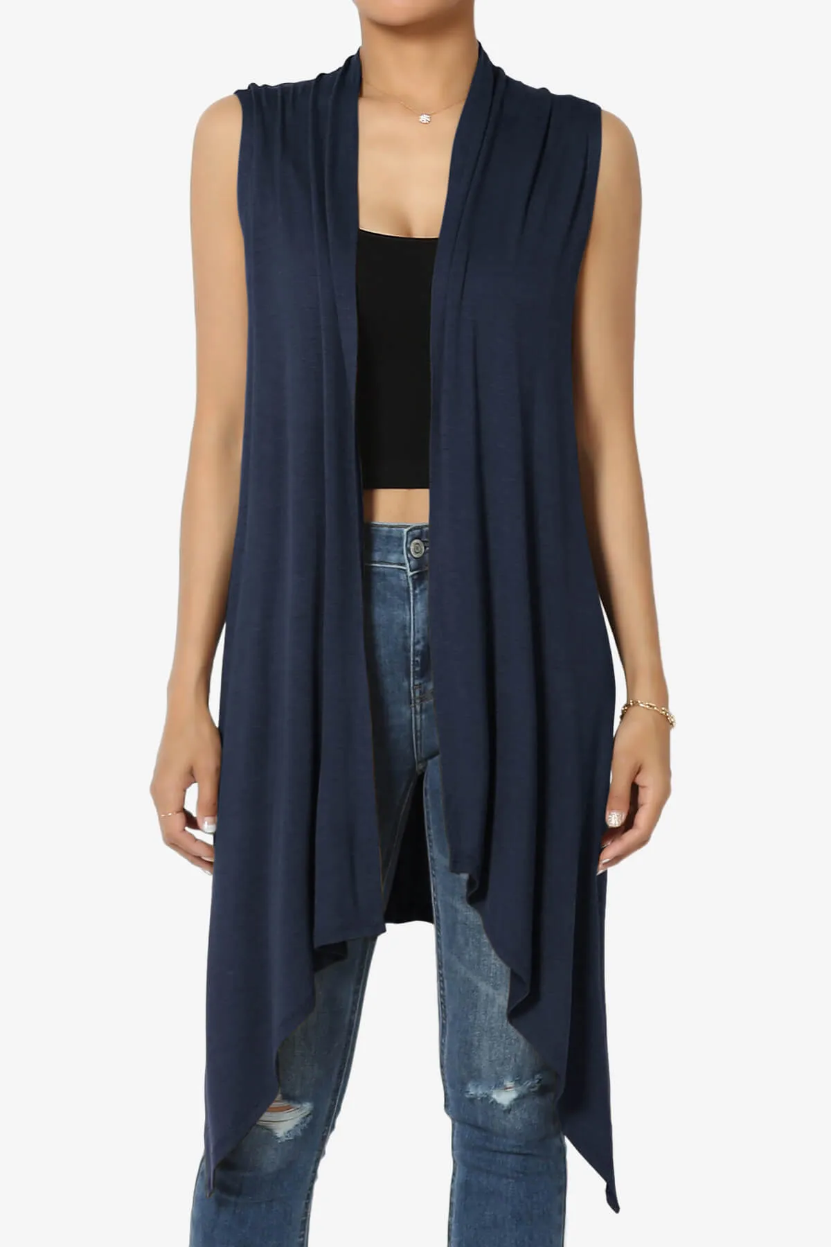 Taysom Draped Open Front Sleeveless Cardigan Vest PLUS