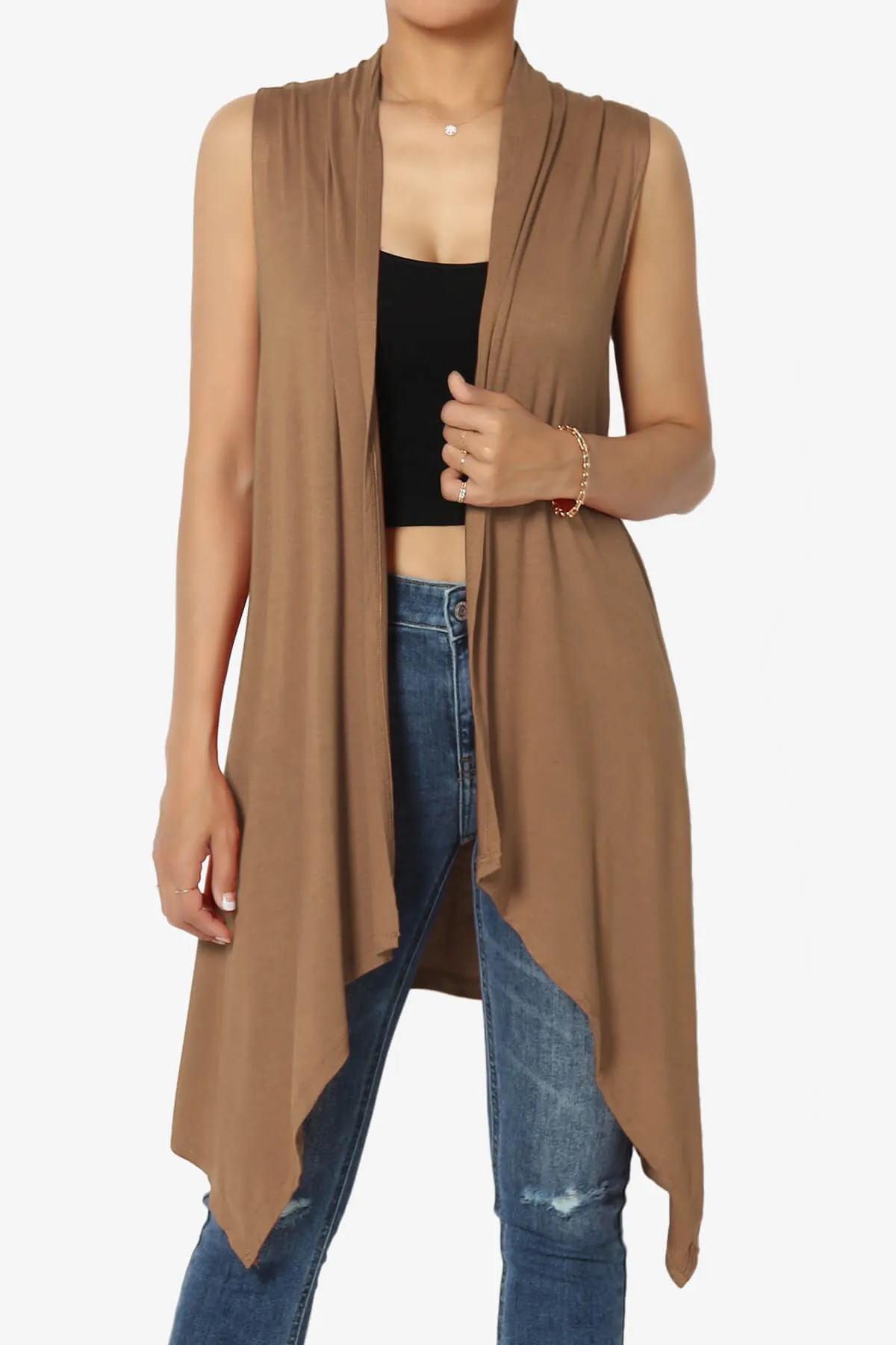 Taysom Draped Open Front Sleeveless Cardigan Vest PLUS