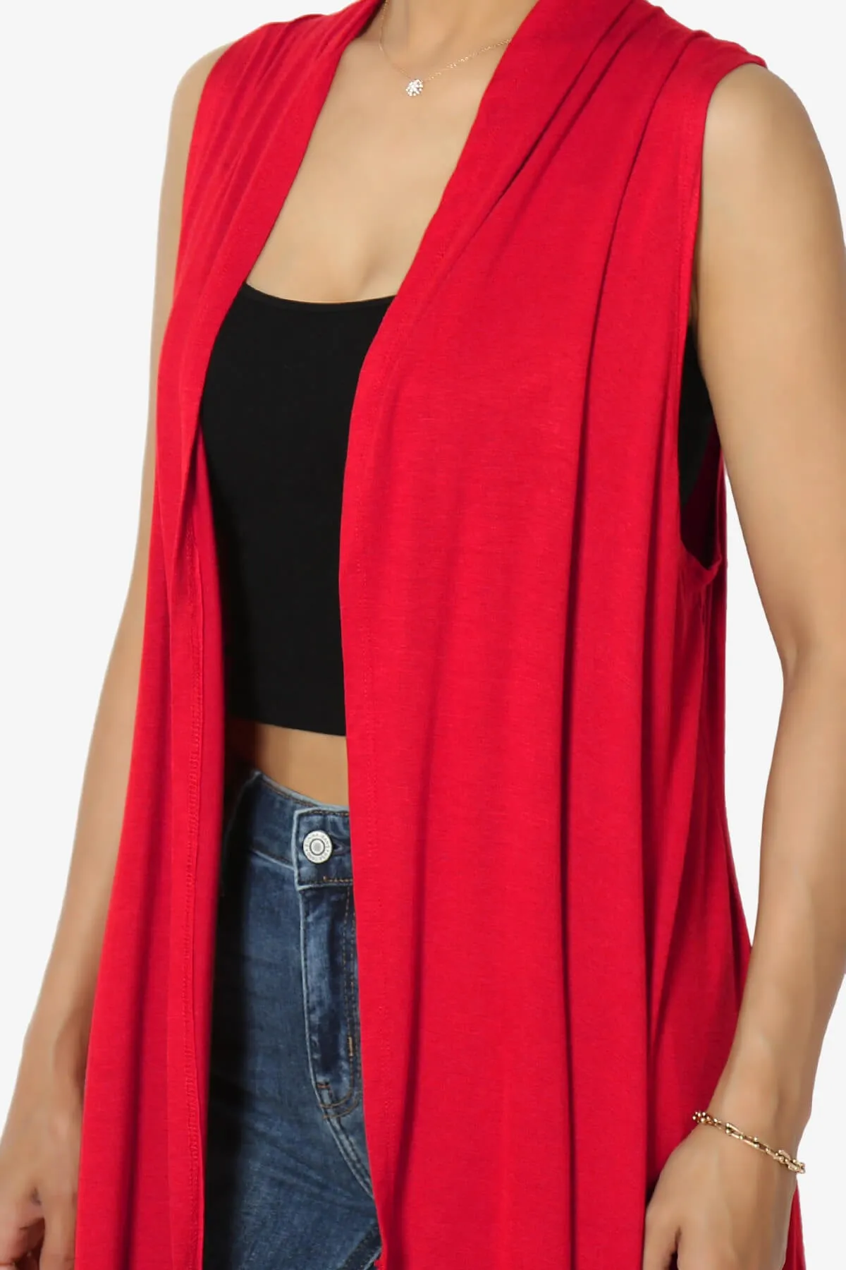 Taysom Draped Open Front Sleeveless Cardigan Vest PLUS