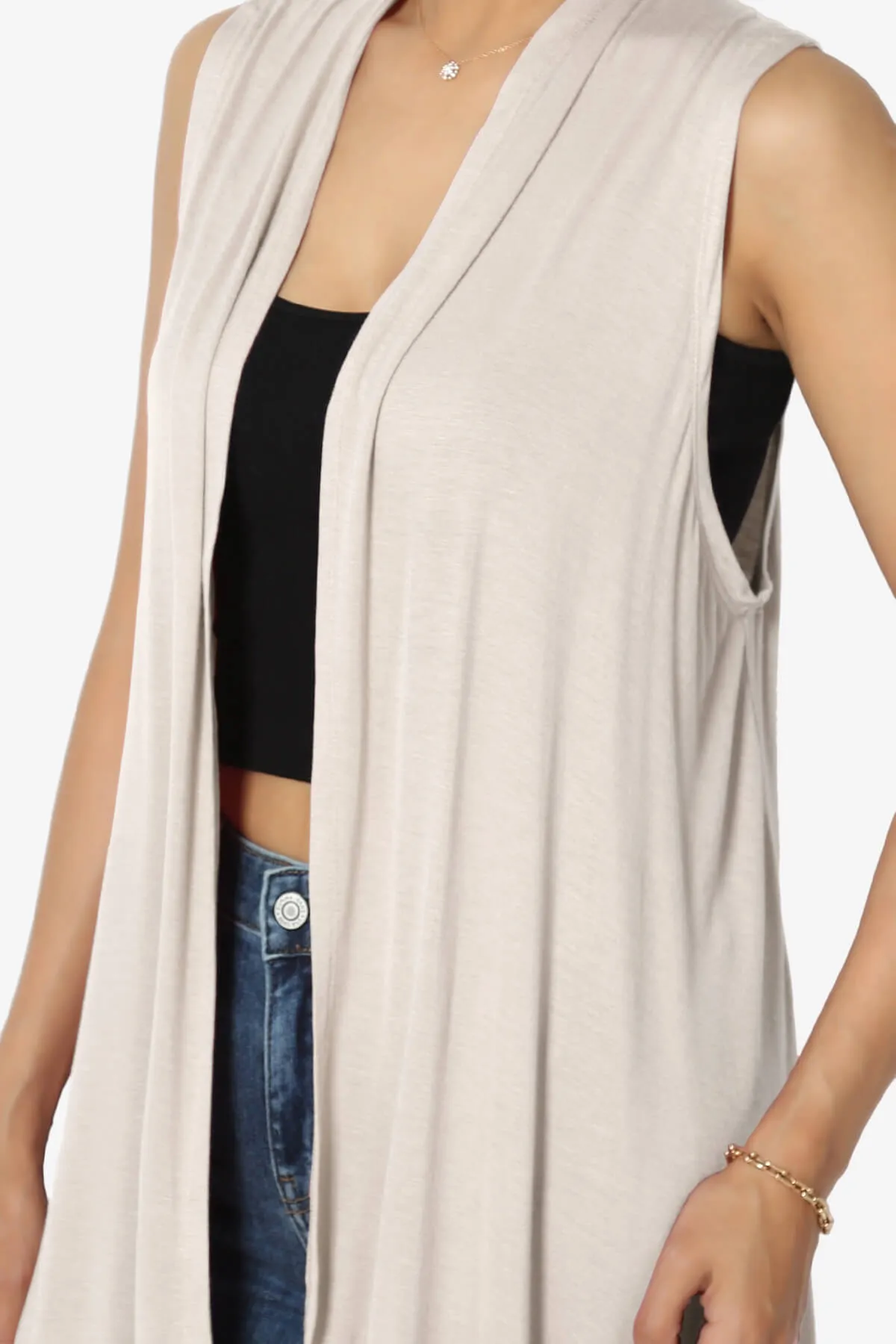 Taysom Draped Open Front Sleeveless Cardigan Vest PLUS