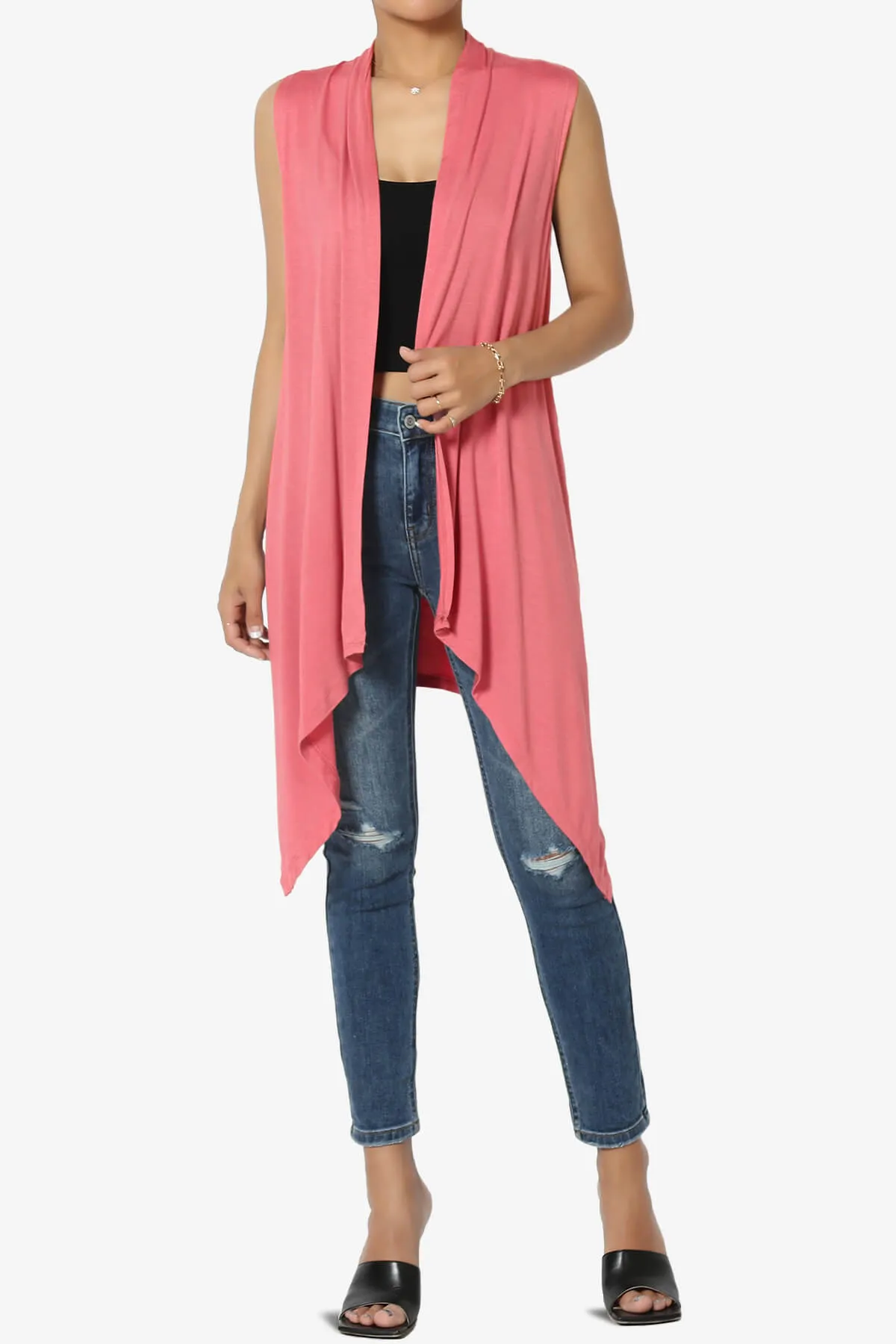 Taysom Draped Open Front Sleeveless Cardigan Vest PLUS