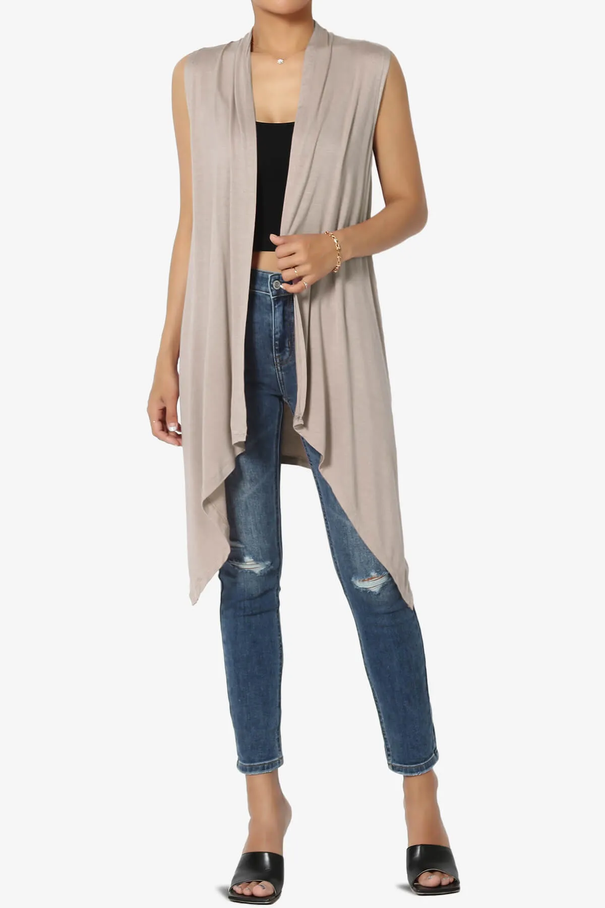 Taysom Draped Open Front Sleeveless Cardigan Vest PLUS