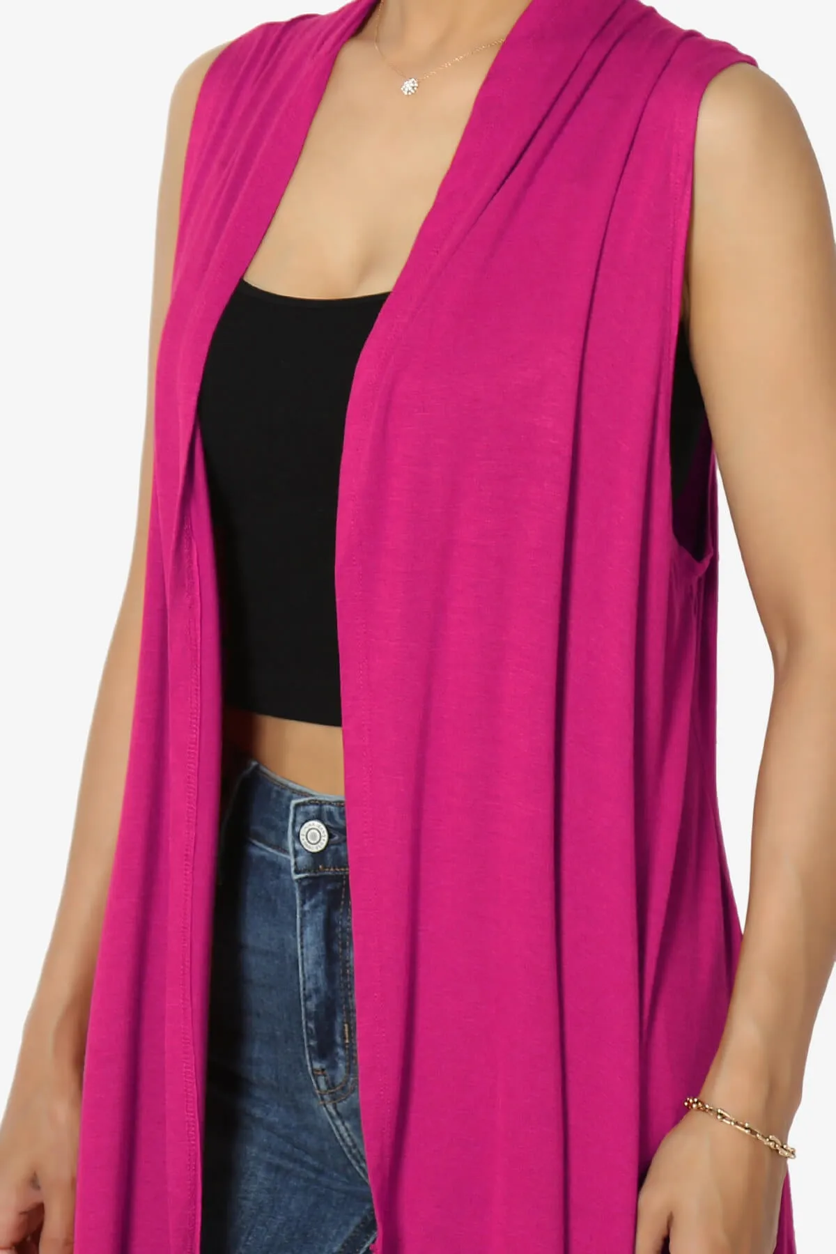 Taysom Draped Open Front Sleeveless Cardigan Vest PLUS