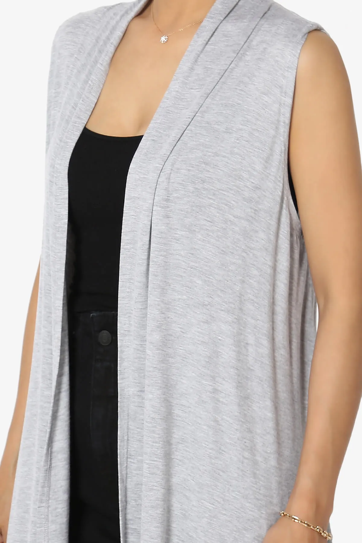 Taysom Draped Open Front Sleeveless Cardigan Vest