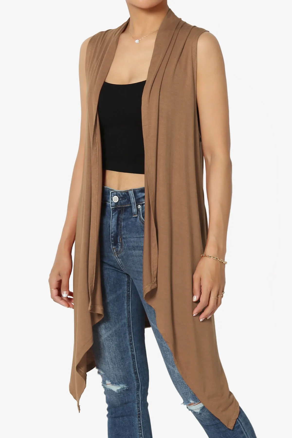 Taysom Draped Open Front Sleeveless Cardigan Vest