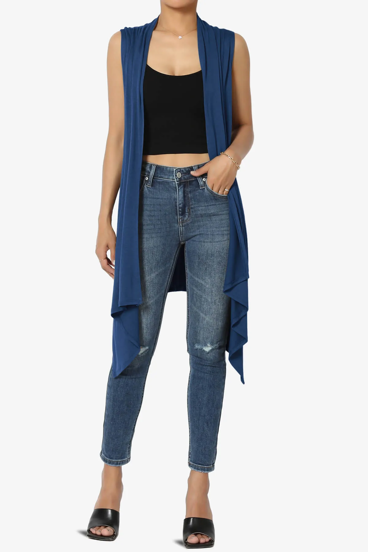 Taysom Draped Open Front Sleeveless Cardigan Vest