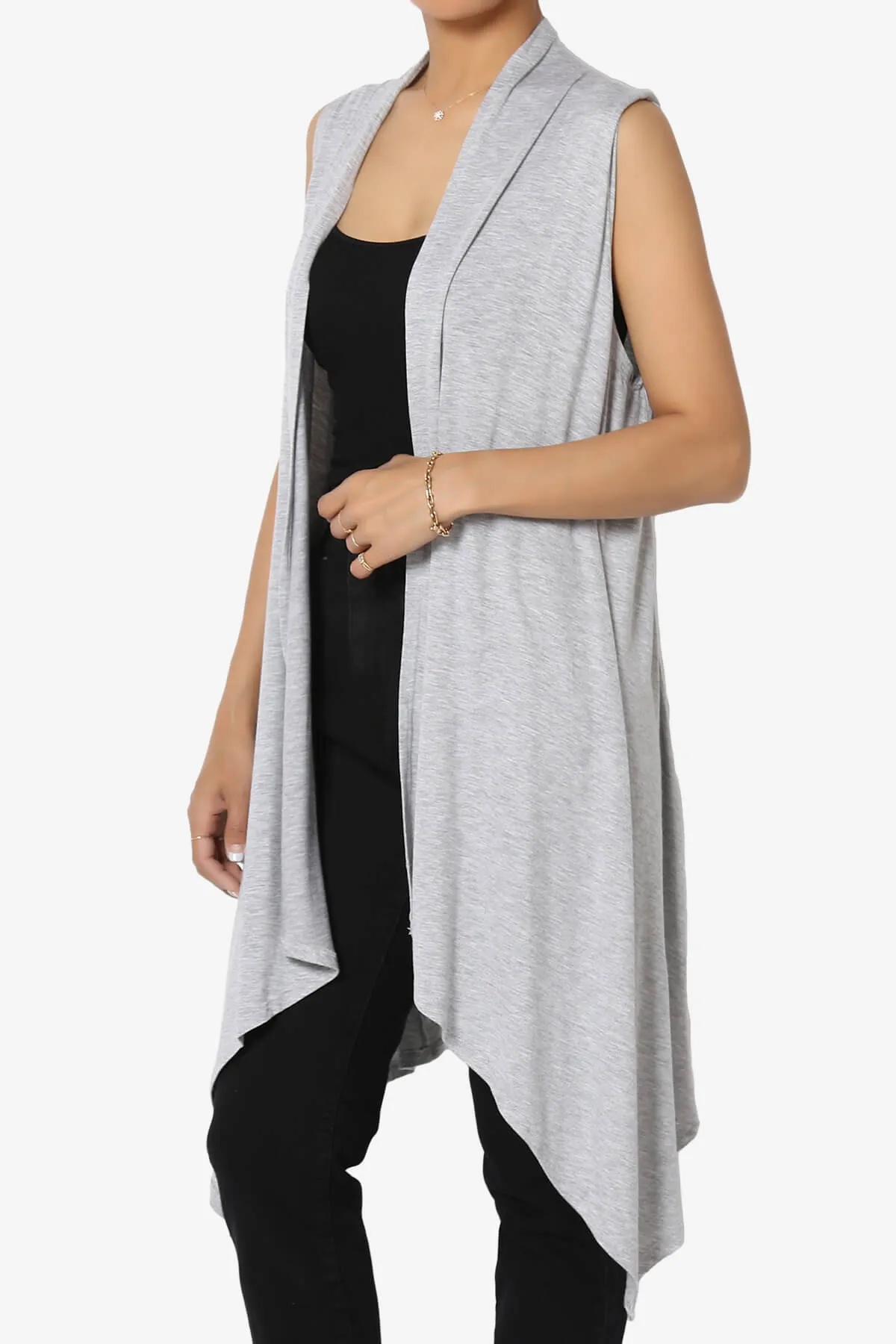 Taysom Draped Open Front Sleeveless Cardigan Vest