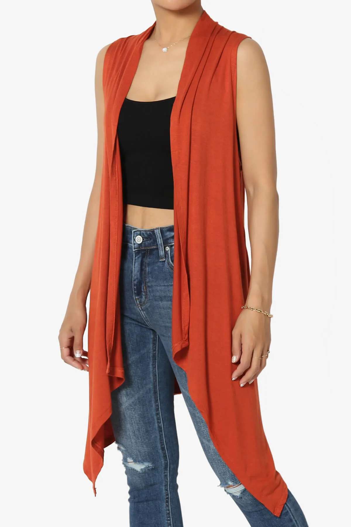 Taysom Draped Open Front Sleeveless Cardigan Vest