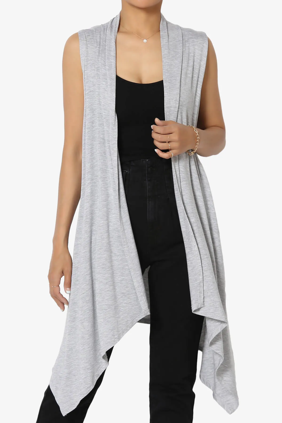 Taysom Draped Open Front Sleeveless Cardigan Vest