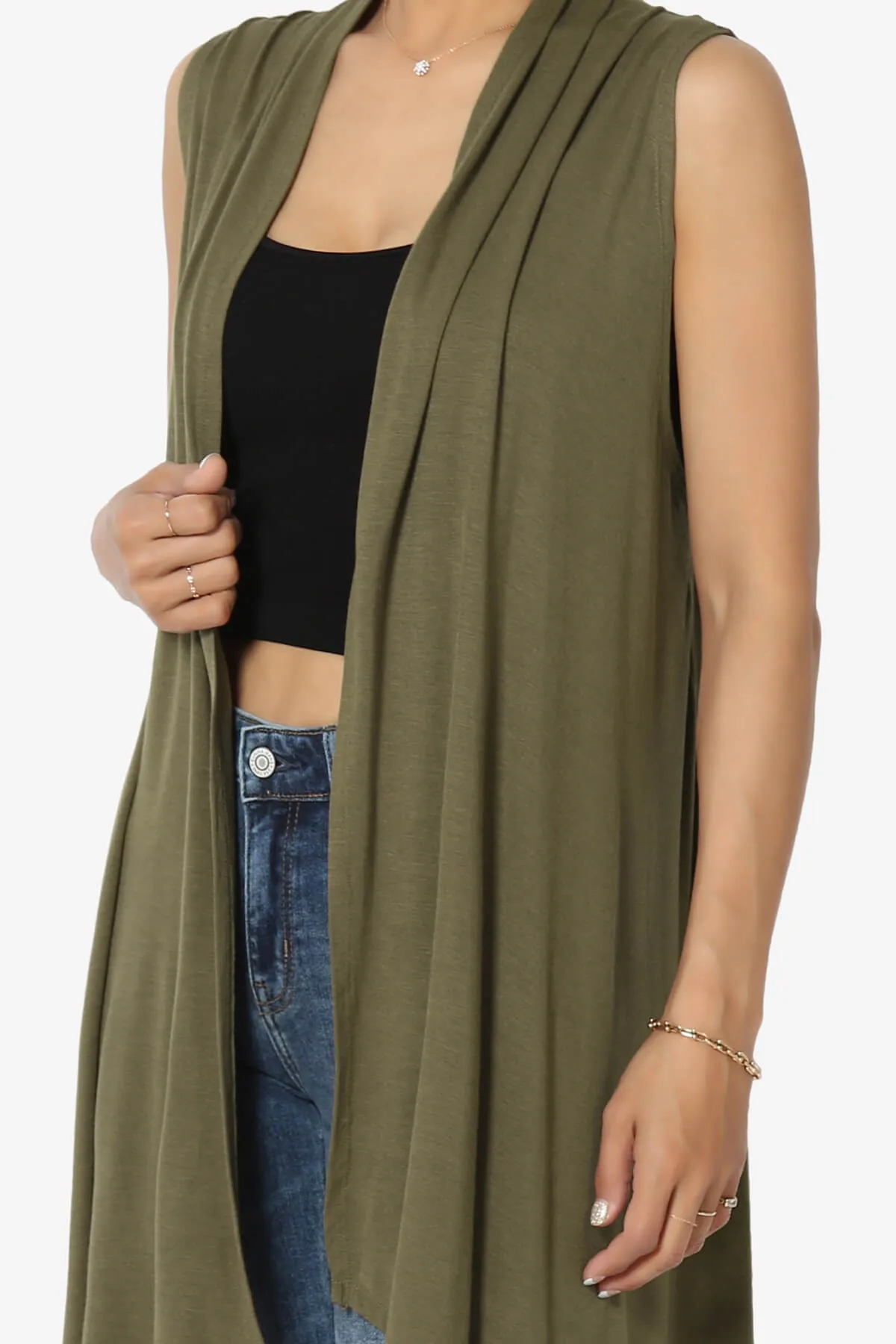 Taysom Draped Open Front Sleeveless Cardigan Vest