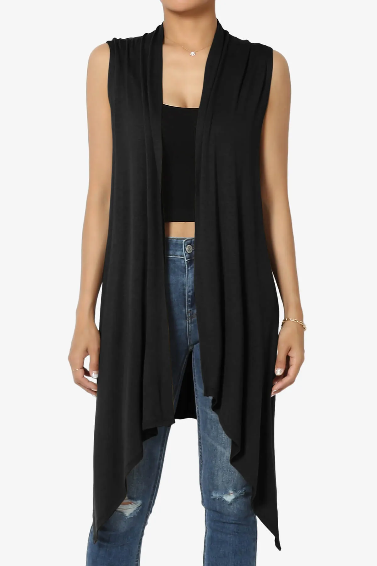 Taysom Draped Open Front Sleeveless Cardigan Vest