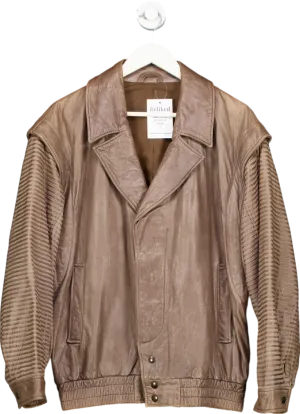 Ted Lapidus Brown Leather Bomber Jacket UK L