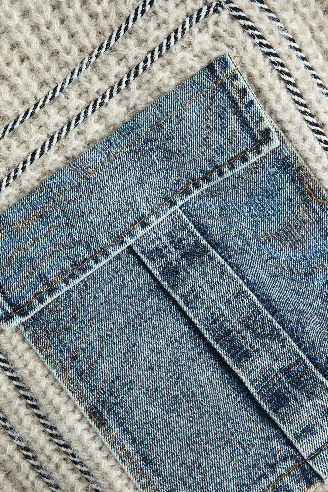 Terri - Denim Patchwork Button Pocket Woman's Cardigan