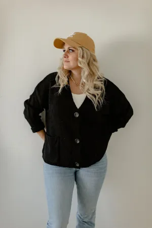 The Ashley Button Cardigan - Black - PLUS