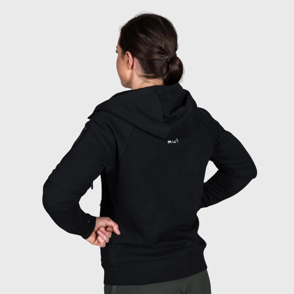 THE BRAVE - WOMEN'S SIGNATURE ZIP THROUGH HOODIE - BLACK