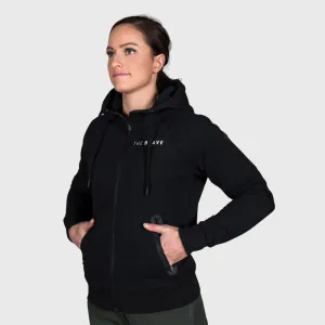 THE BRAVE - WOMEN'S SIGNATURE ZIP THROUGH HOODIE - BLACK