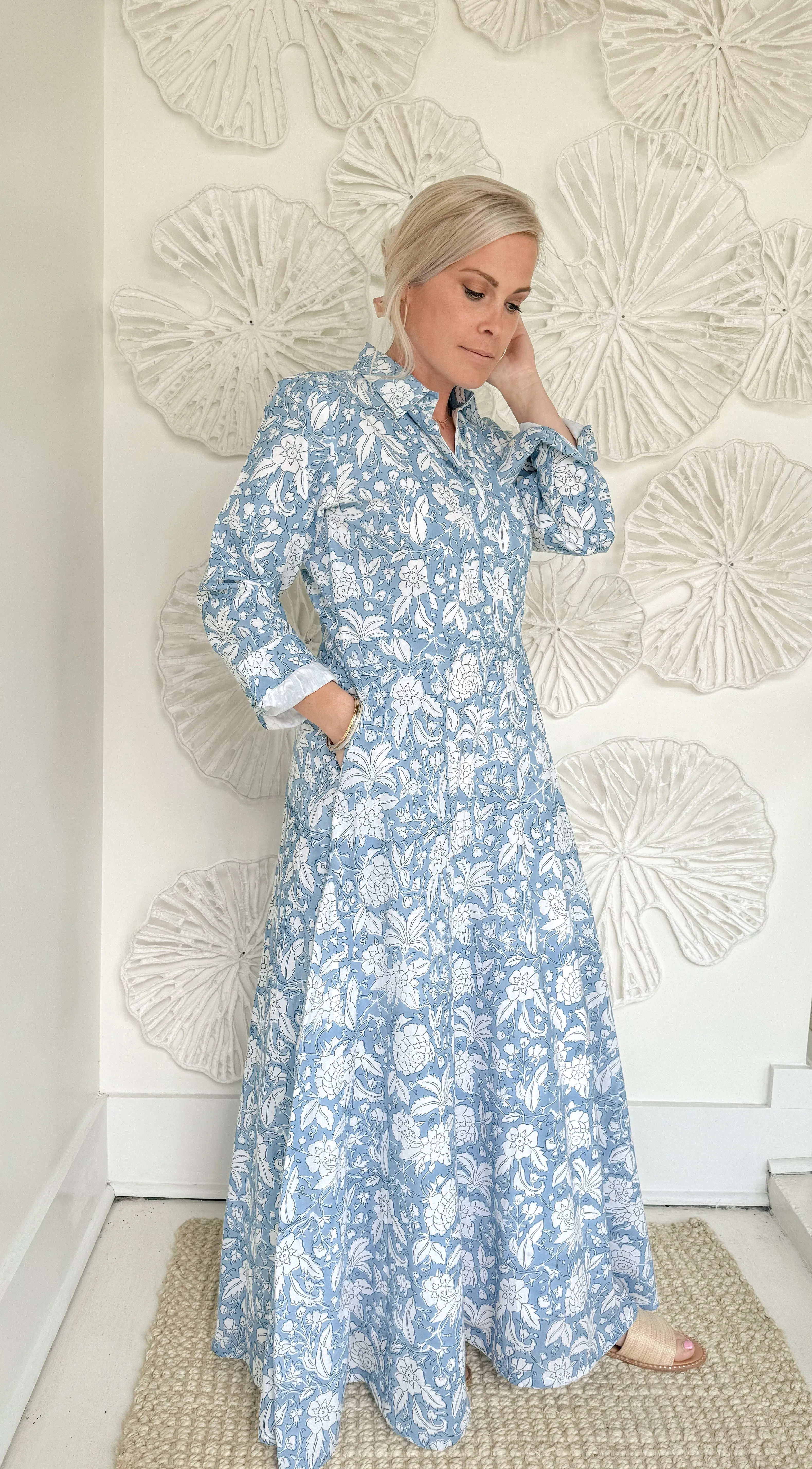 The Campbell Long Sleeve Block Print Maxi