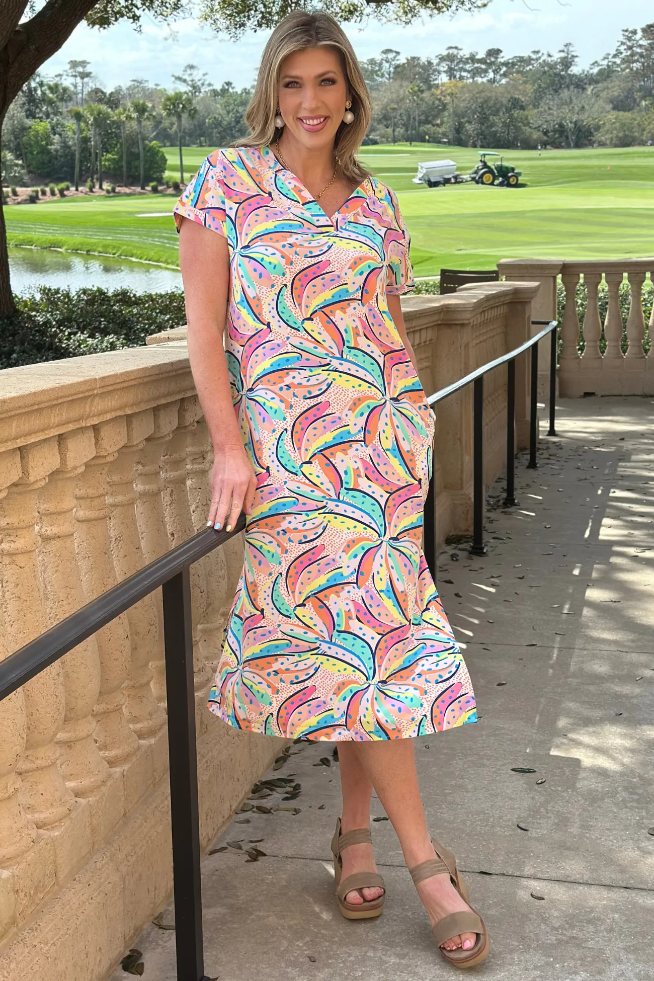 The Going Bananas Multi Midi Dress