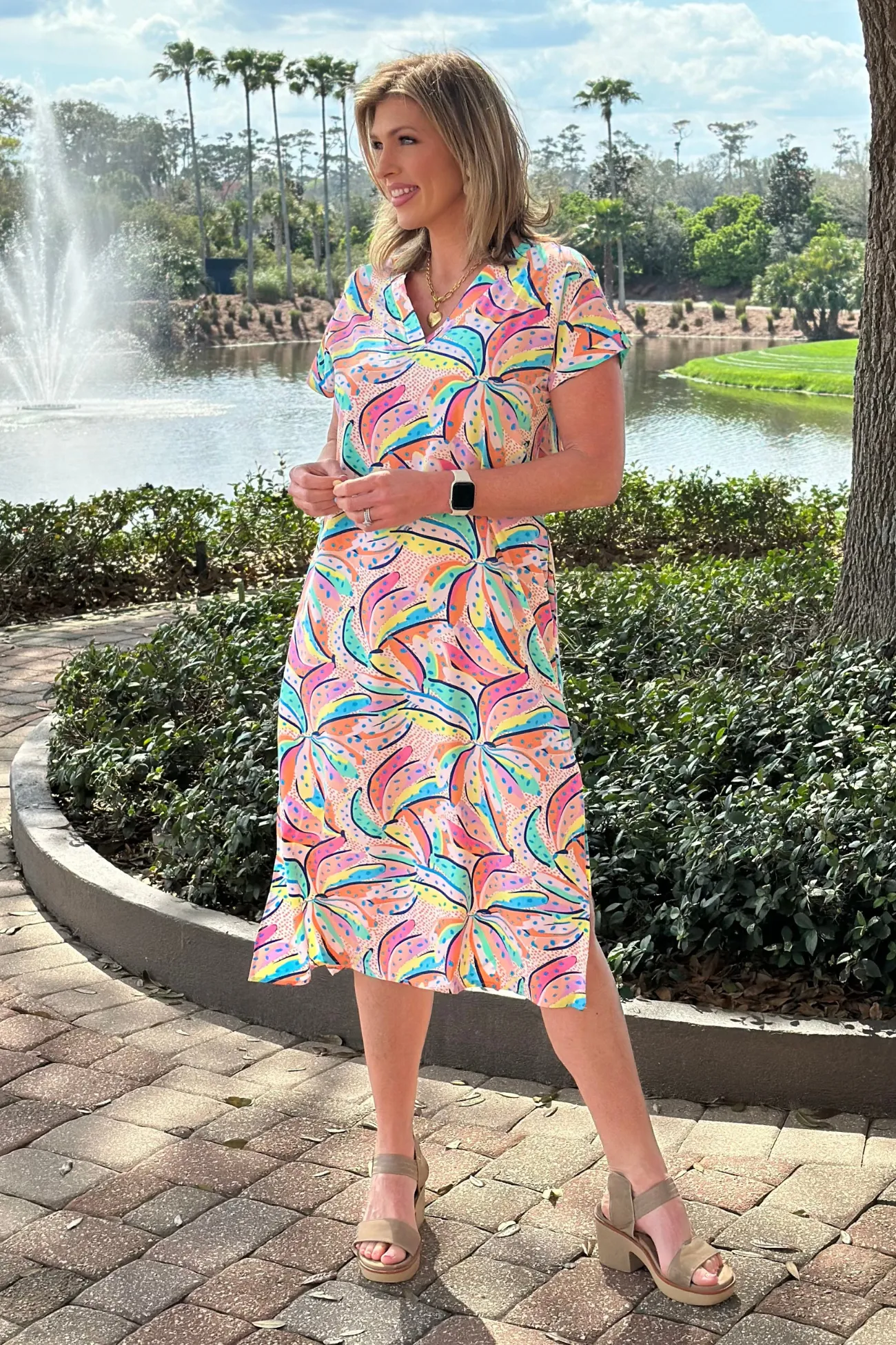 The Going Bananas Multi Midi Dress