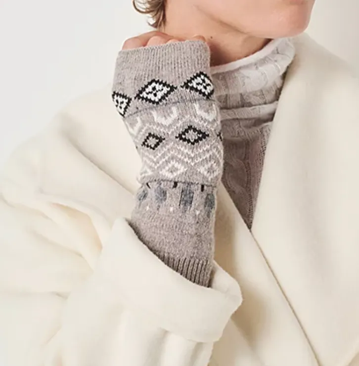 THE WHITE COMPANY Wool Blend Fair Isle Beanie & Wrist Warmer Set